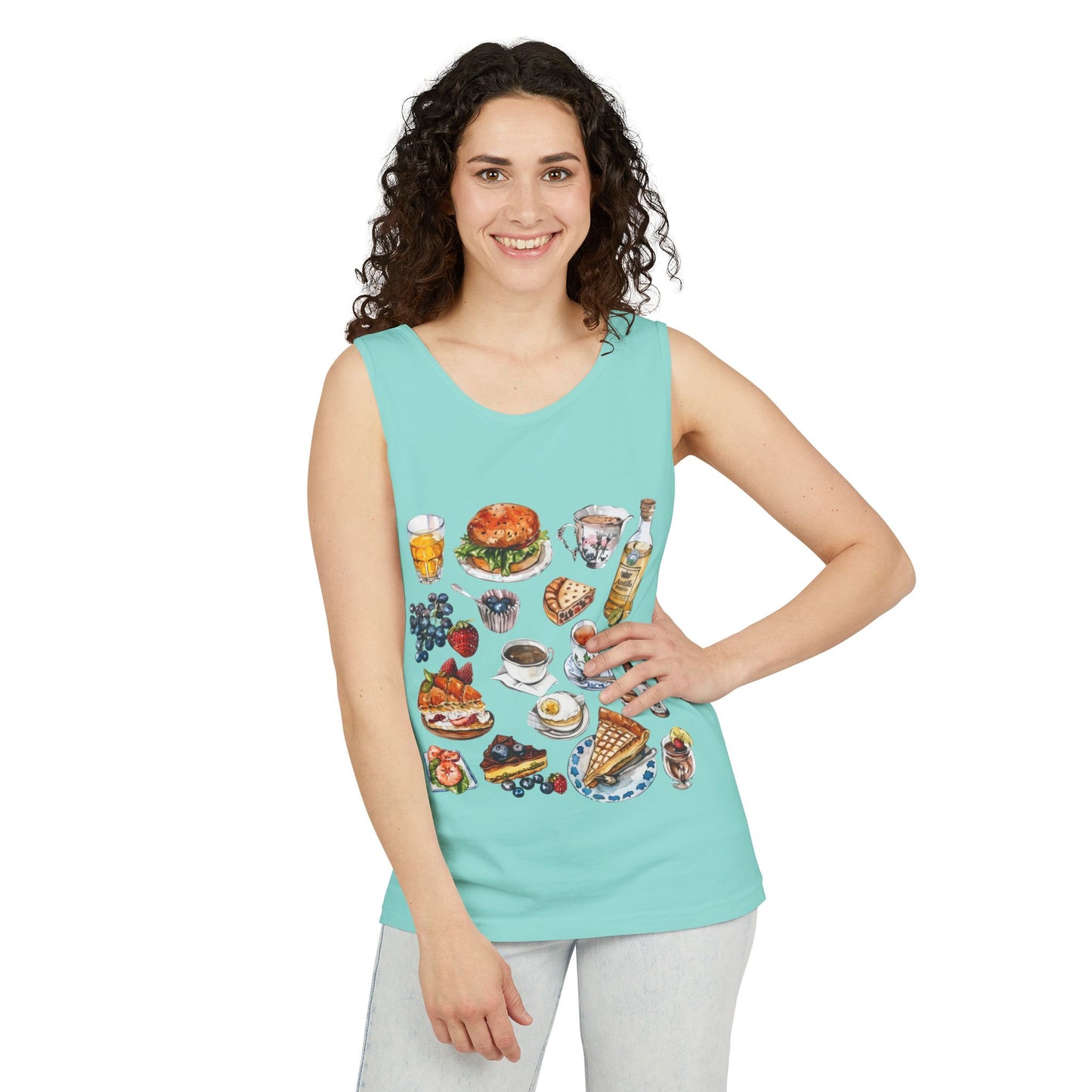 Unisex Garment-Dyed Tank Top - England Travel Icons Artistic Print