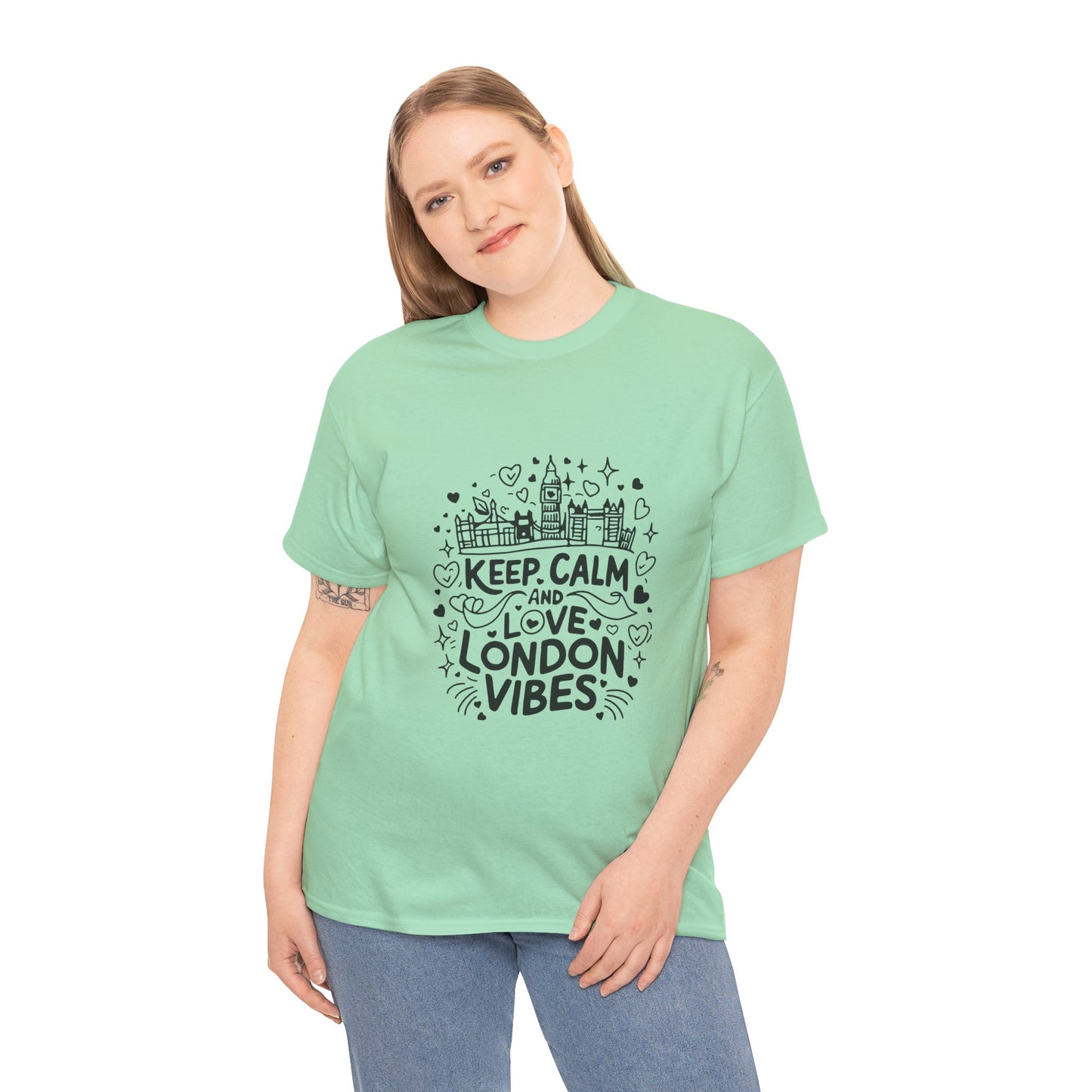 Unisex Heavy Cotton Tee - Keep Calm and love London Vibes