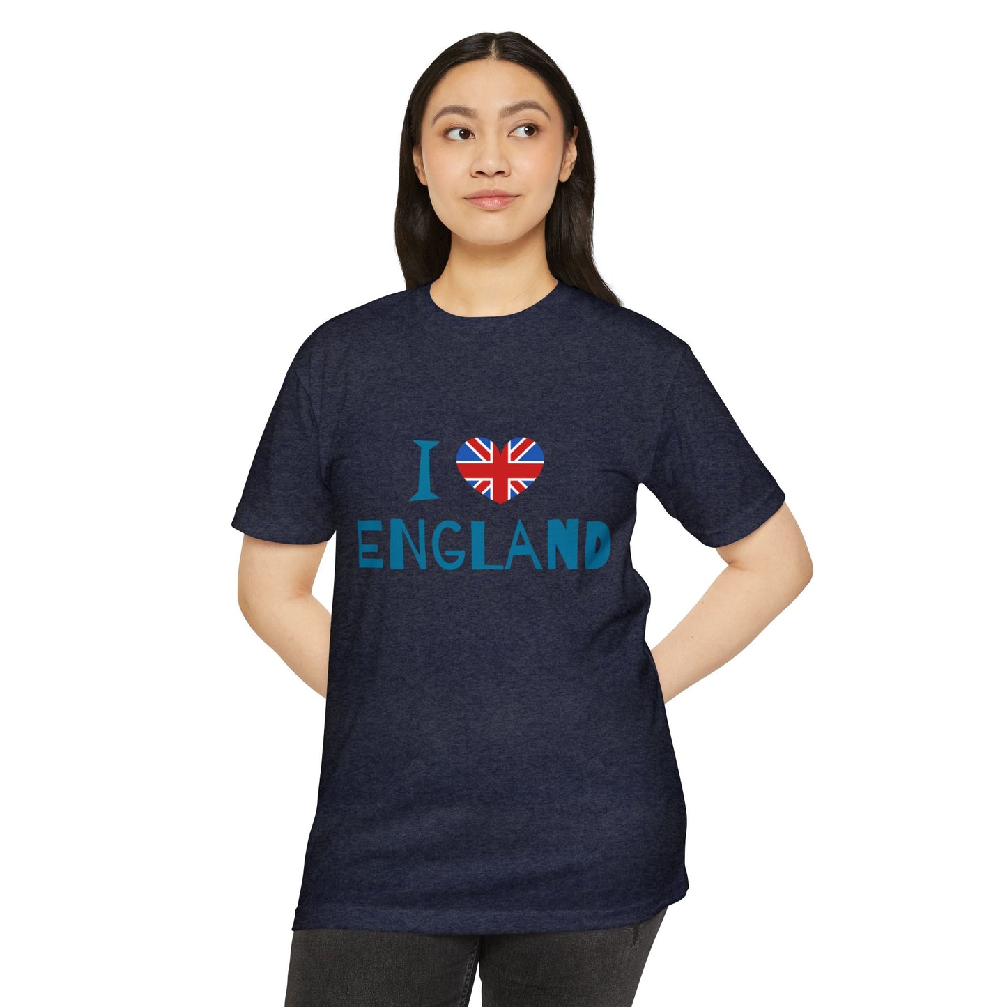 Unisex CVC Jersey T-shirt - I Love England - Union Jack Heart Design