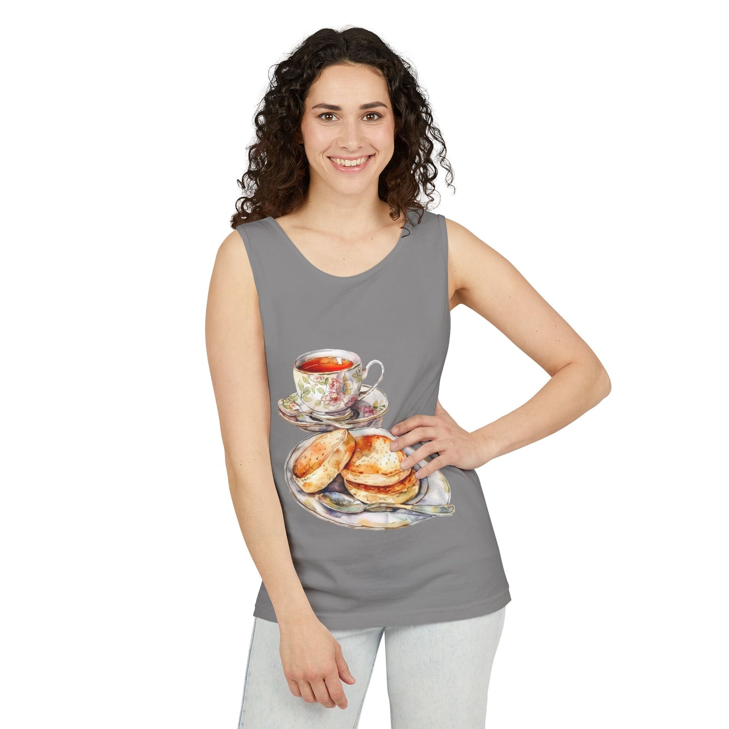Unisex Garment-Dyed Tank Top - Artistic Food-Themed Painting for Home Decor