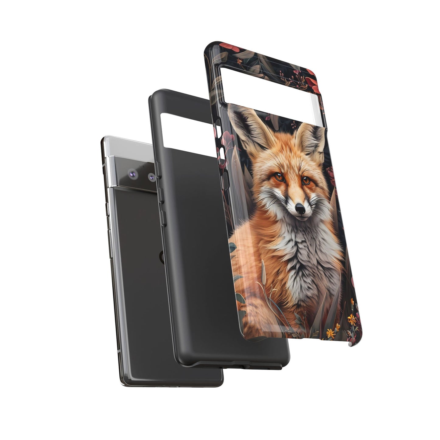 Fox Floral Phone Case, Tough Cases for Animal Lovers, Nature Themed Gift, Cute Phone Cover, Wild Fox Protector