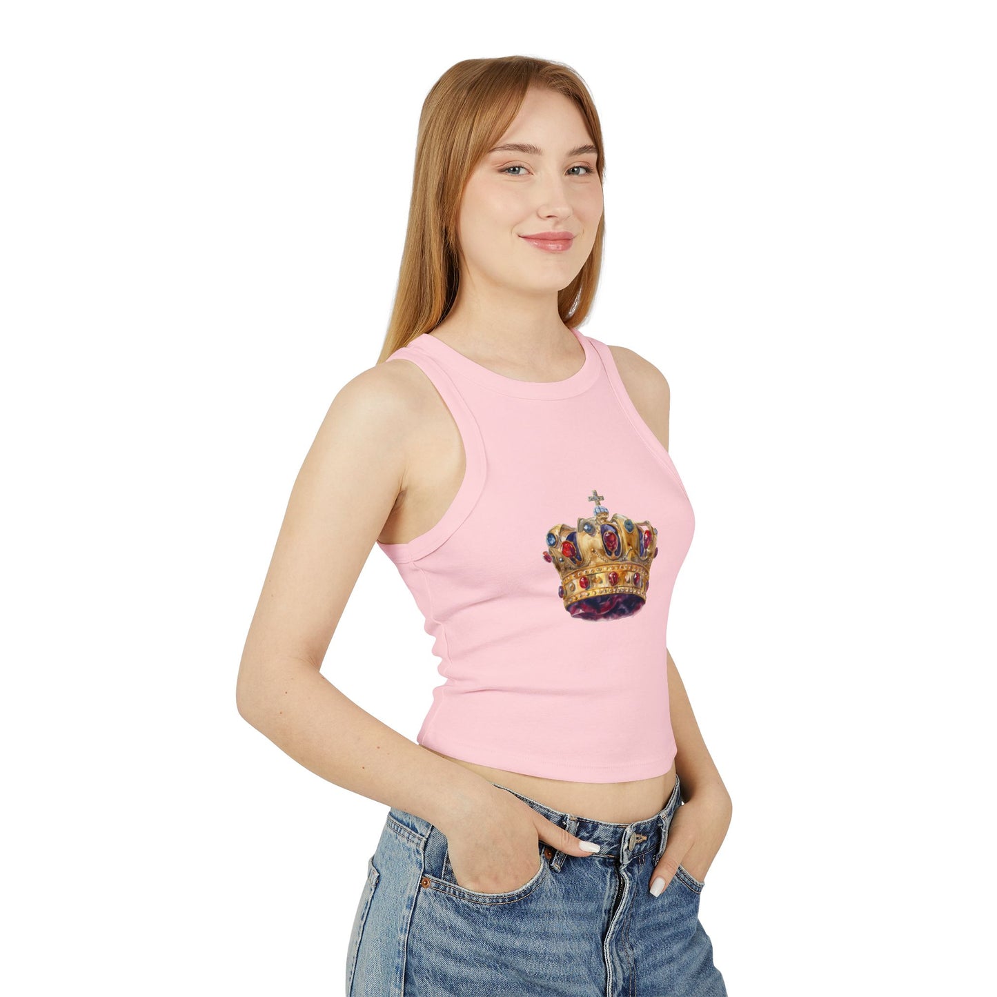 Women's Micro Rib Racer Tank Top - British Royal Crown Design - Iconic Symbol of Monarchy