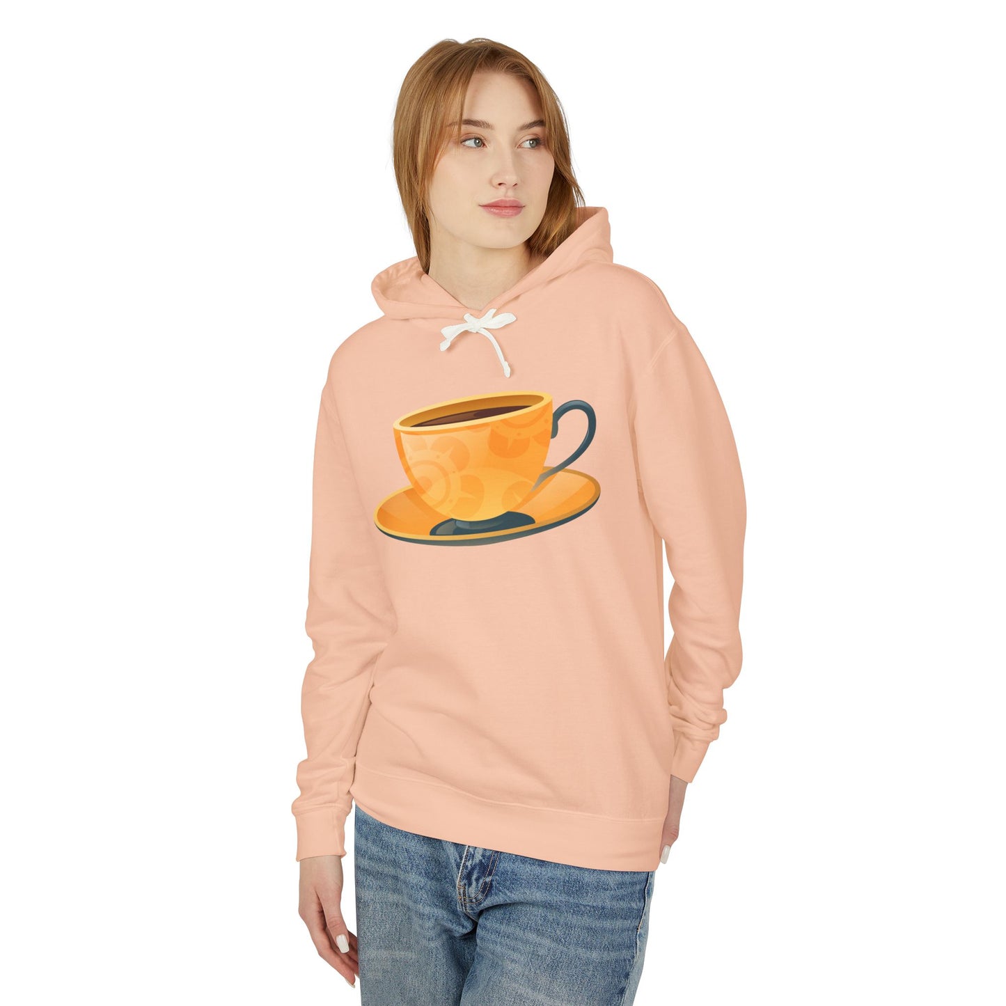 Unisex Lightweight Hooded Sweatshirt - Elegant British Tea Cup - Classic Tea Time Style