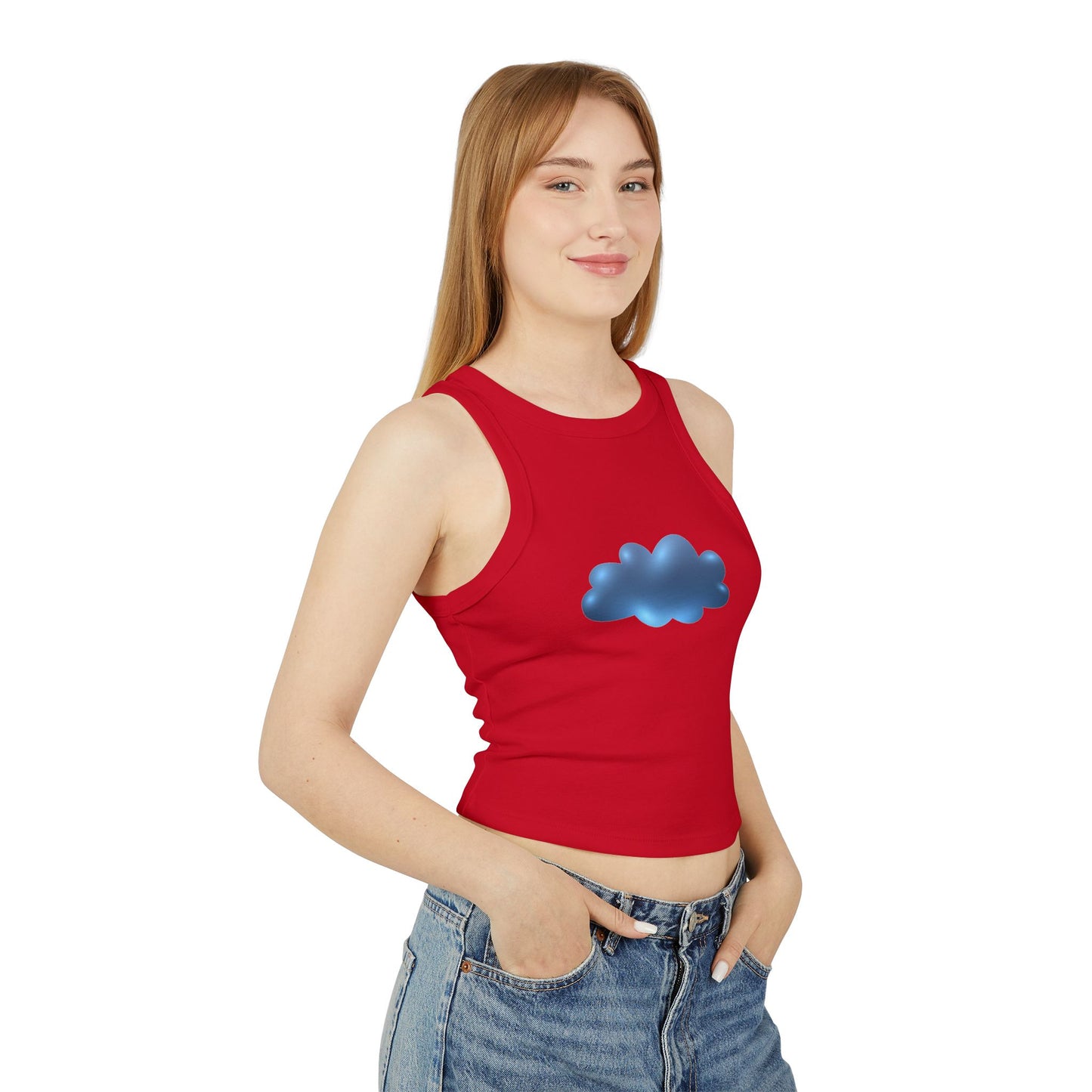 Women's Micro Rib Racer Tank Top - Serene Cloudscape