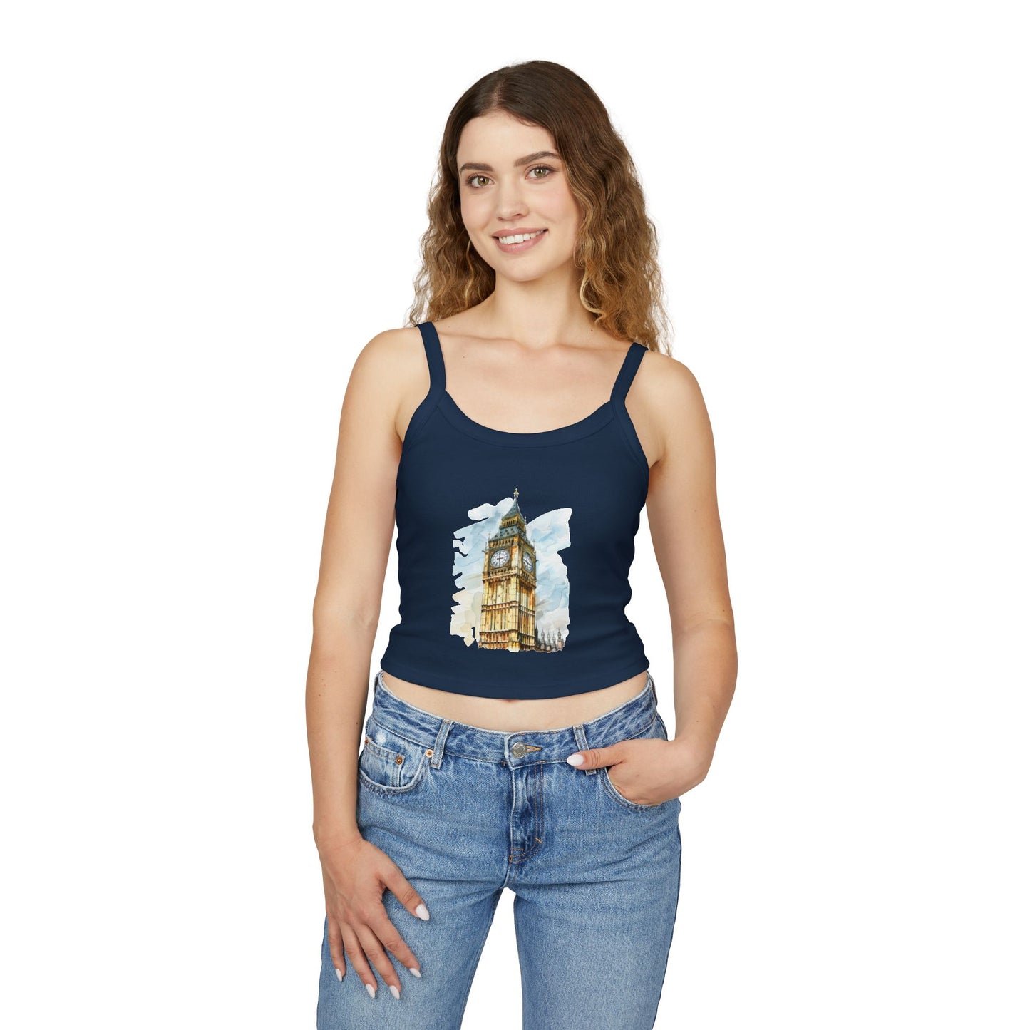 Women's Spaghetti Strap Tank Top - Historic Big Ben England Tower Artwork