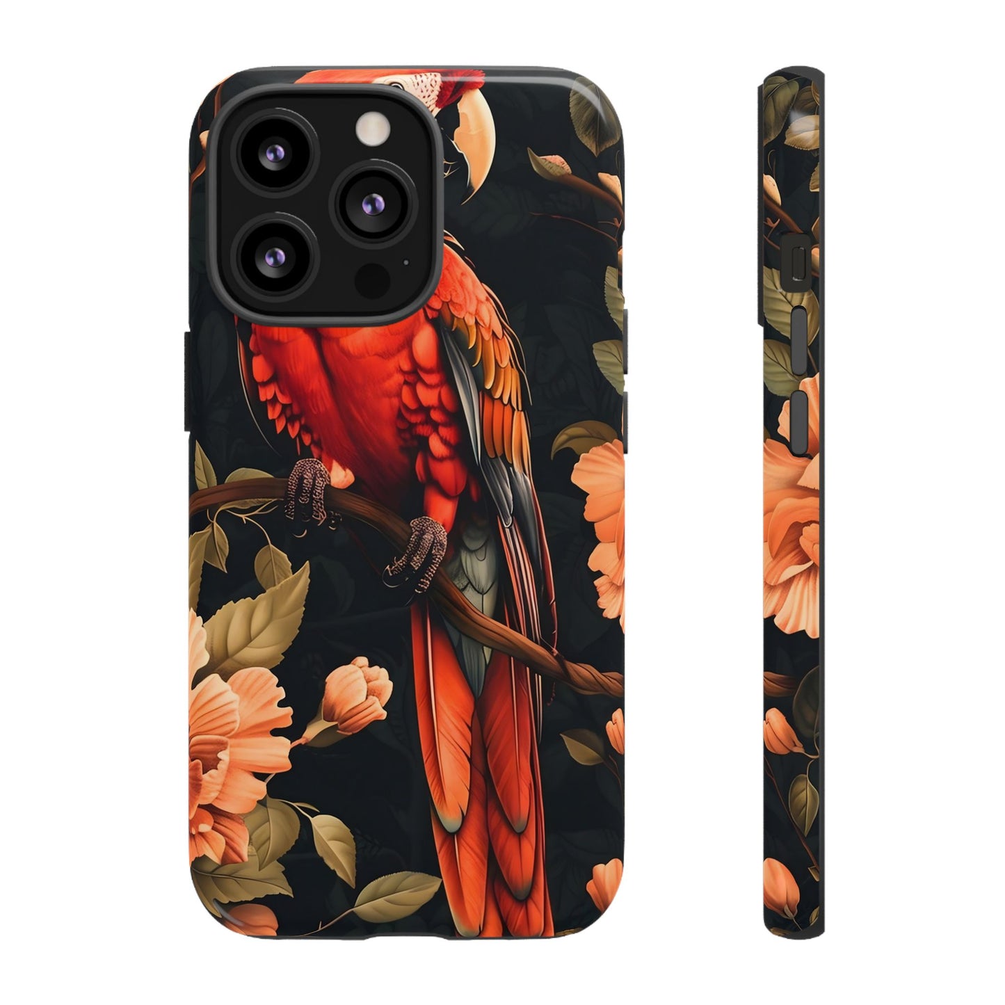 Vibrant Tropical Phone Case with Parrot Design, Bird Lovers Gift, Floral Phone Cover, Nature Inspired Accessories, Tough Cases
