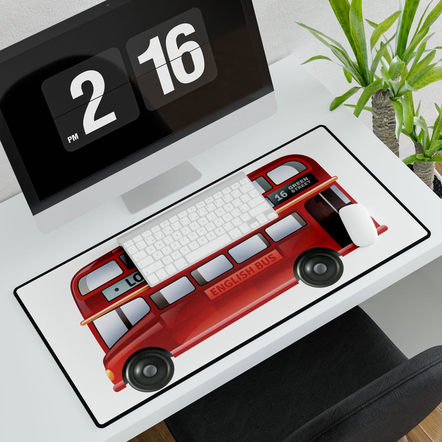 London Transport Bus Desk Mat - Stylish Office Decor, Gaming Mat, Workstation Accessory, Gift for Kids & Adults