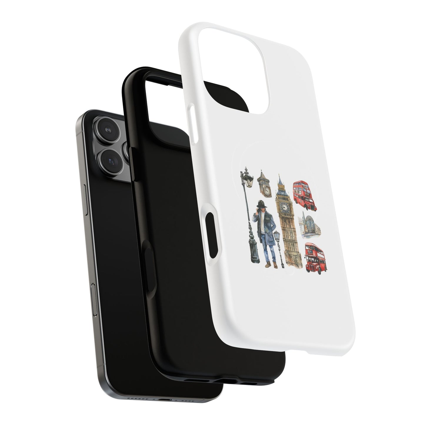 London-Themed Tough Magnetic Phone Case, Durable iPhone Cover, Gift for Travelers, Unique Cell Phone Accessories