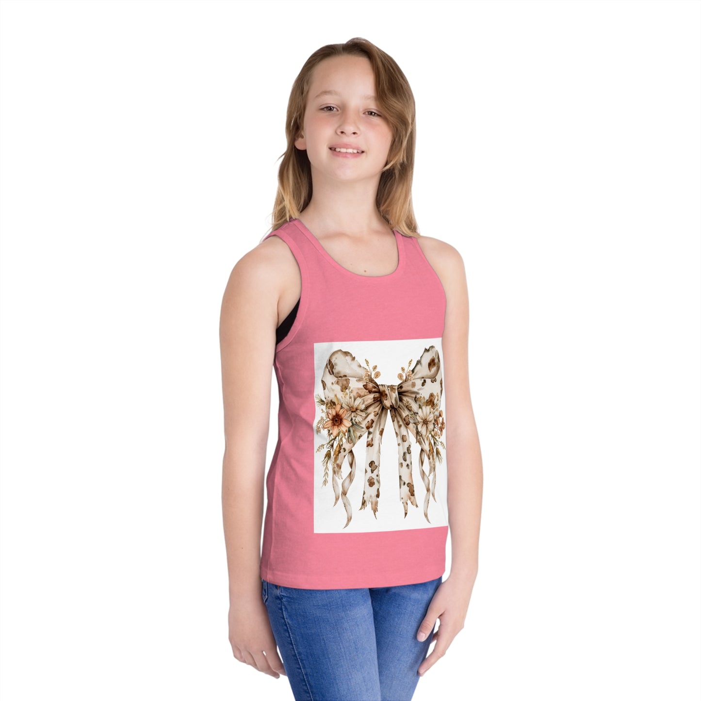 Floral Bow Kid's Jersey Tank Top - Cute Summer Style for Little Ones