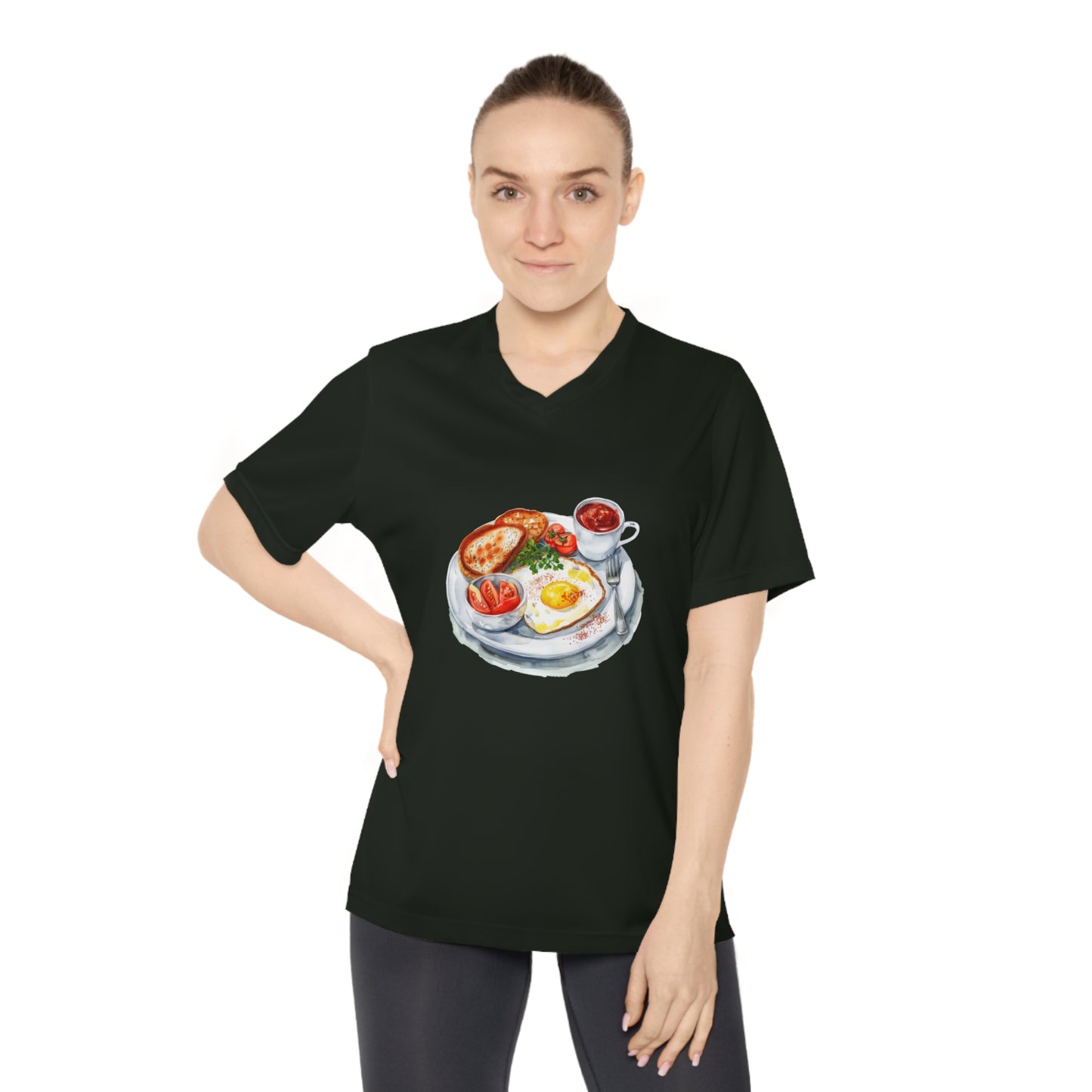 Women's Performance V-Neck T-Shirt - Artistic Food-Themed Painting for Home Decor