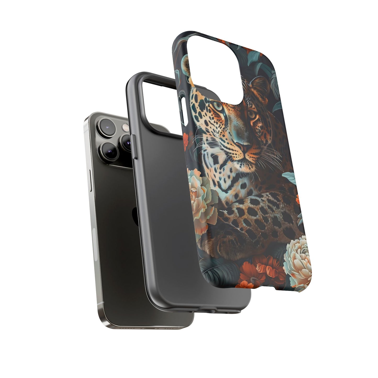 Wildlife Phone Case with Leopard Design | Tough Cases, Animal Prints, Floral Phone Cover, Gift for Nature Lovers, Unique Phone Accessories