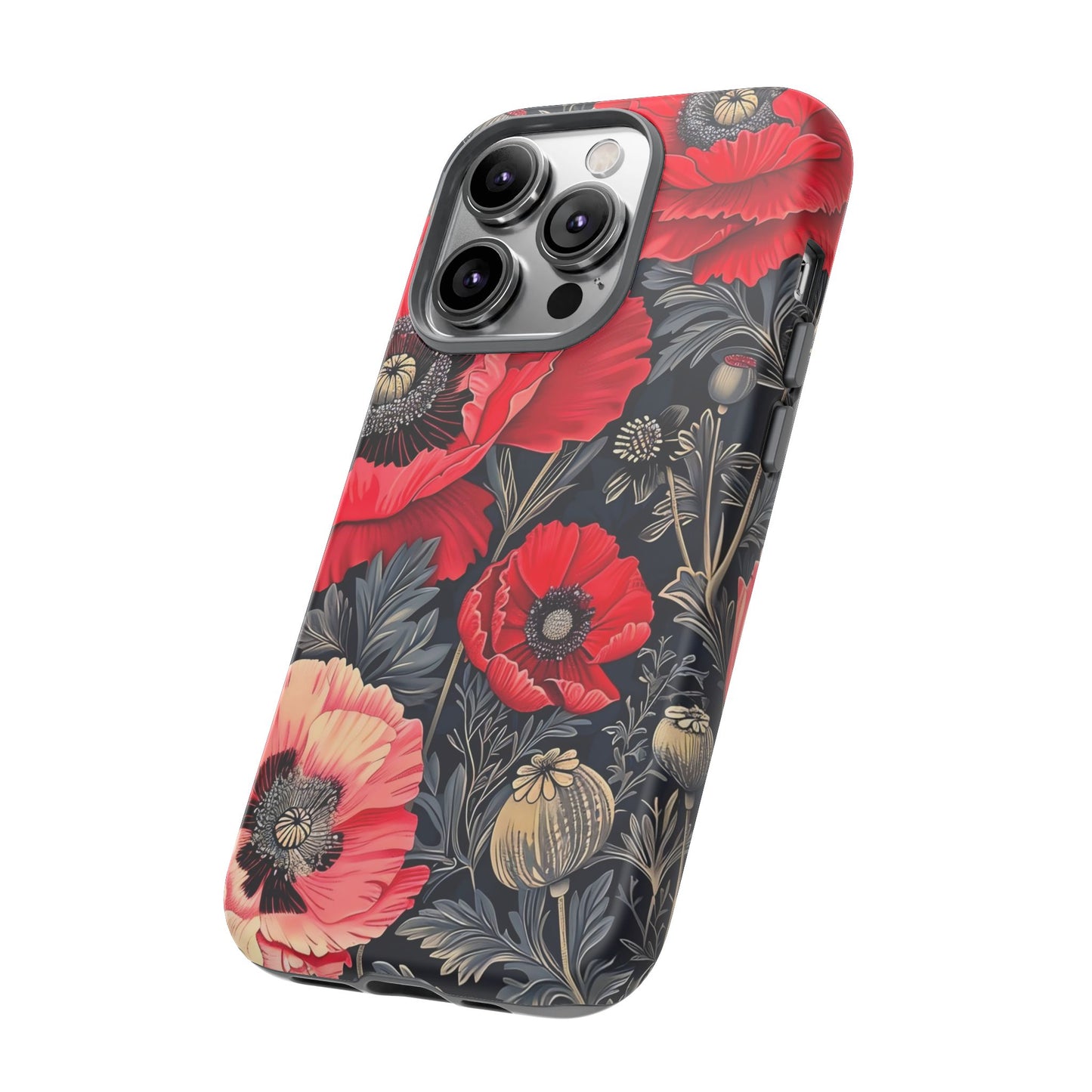 Floral Phone Case with Artistic Poppies, Tough Cases, Flower Design, Nature Lover Gift, Customizable Mobile Cover, Stylish Phone Accessories