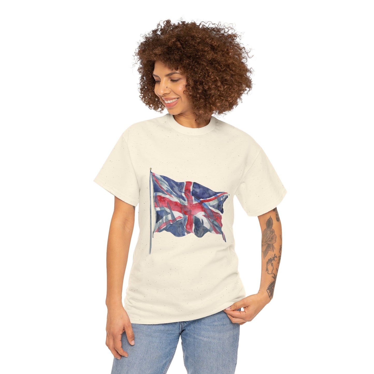 Unisex Heavy Cotton Tee - Love England - Union Jack Heart Design