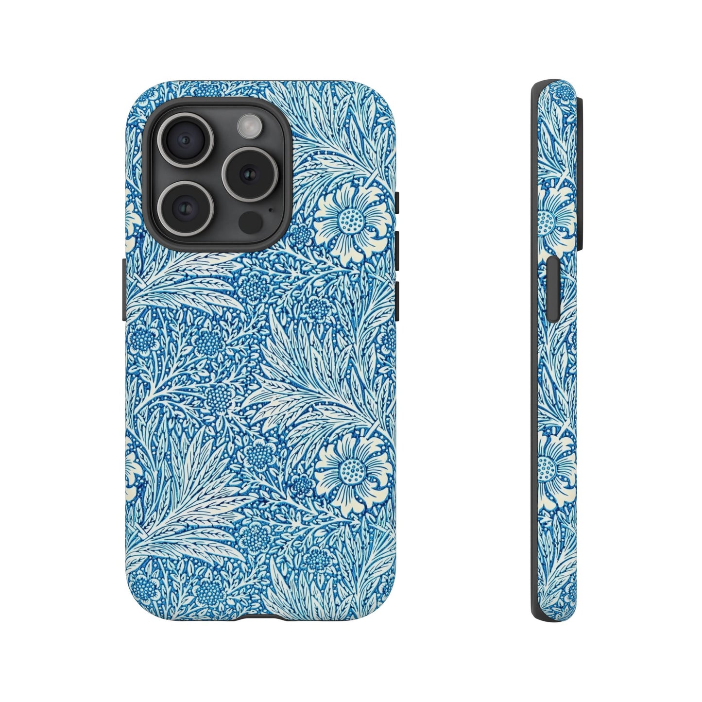 Stylish Phone Case, Tough Floral Phone Cover, Fashionable Tech Accessory, Gift for Her, Blue Flower Design