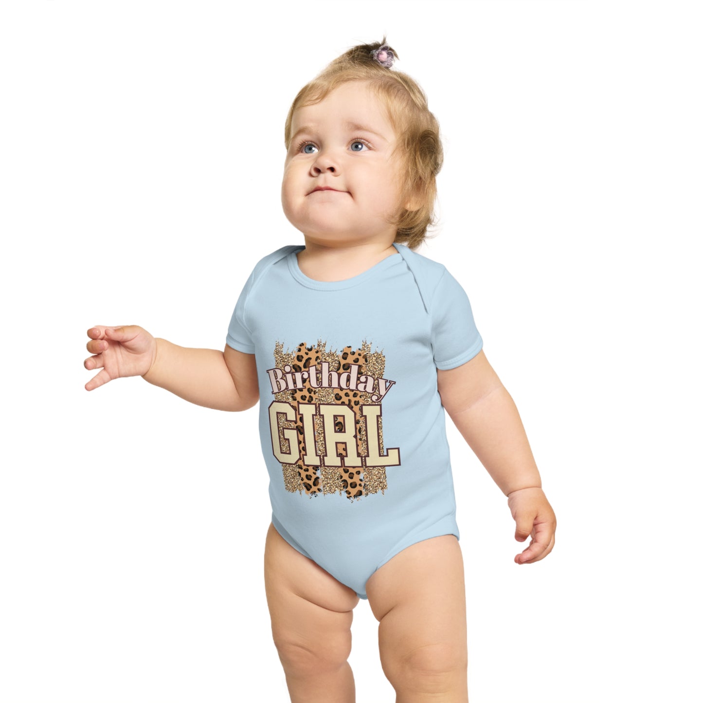 Birthday Girl Short Sleeve Baby Bodysuit - Cute Animal Print Design