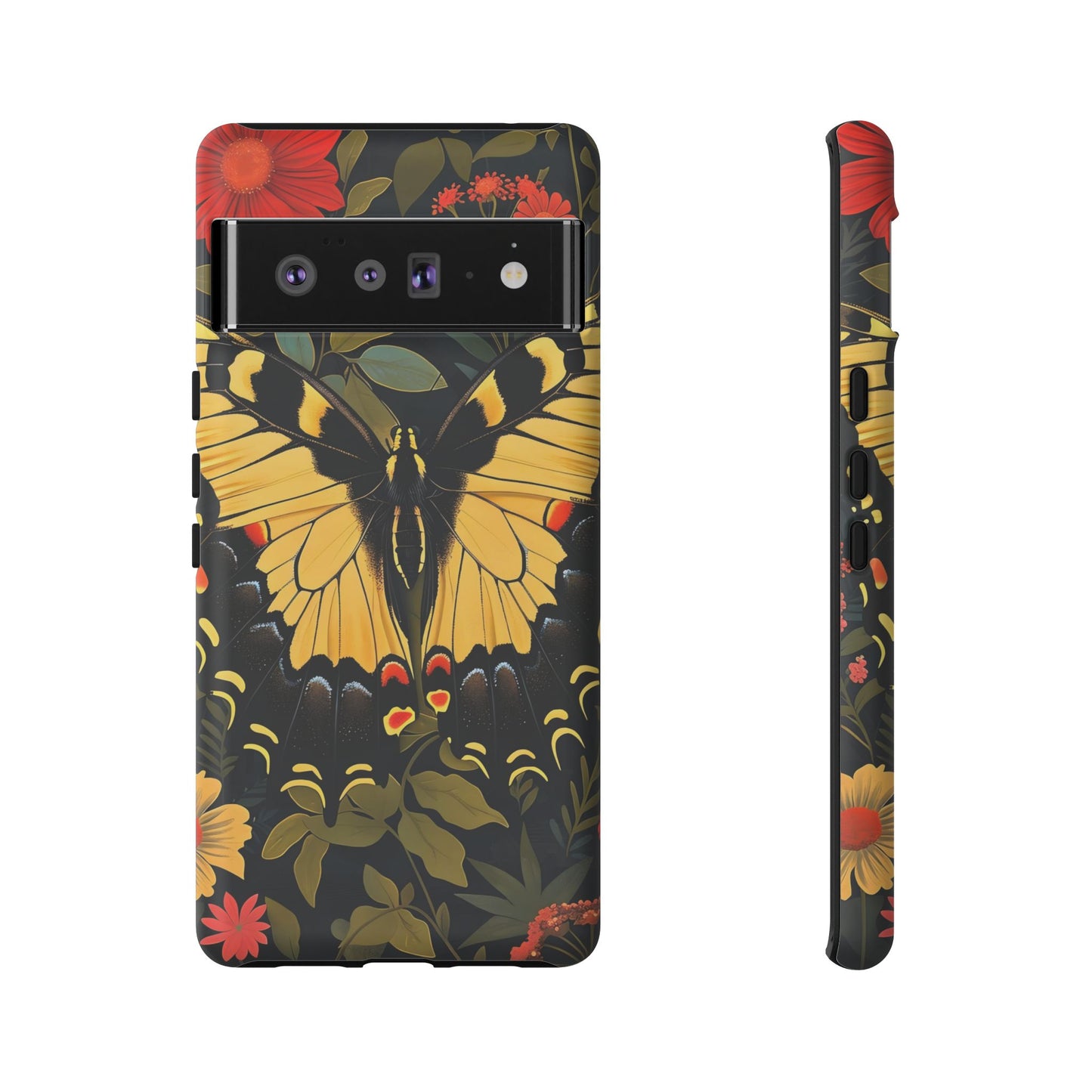 Butterfly Floral Phone Case, Tough Cases with Vibrant Design, Protective Cover for Nature Lovers, Gift for Her