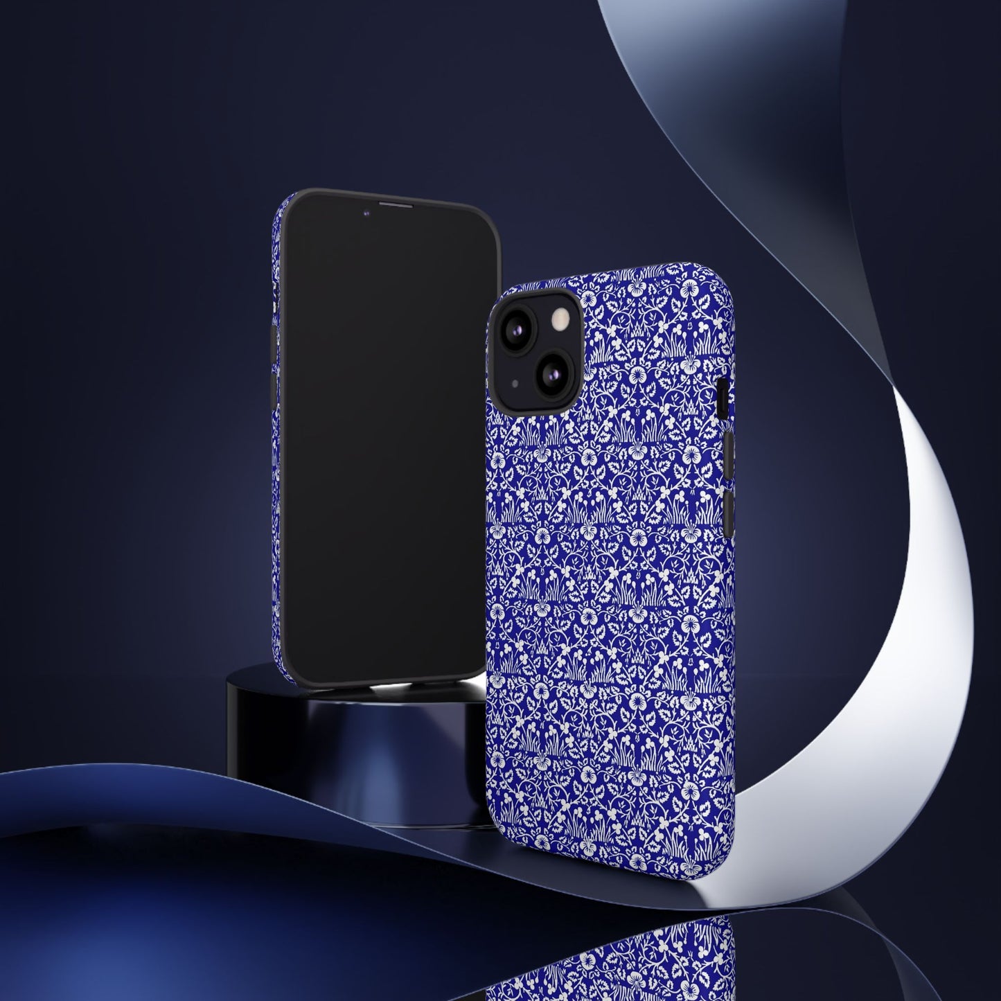 Elegant Floral Phone Case - Tough Cases, Blue Floral Design, Stylish Phone Accessory, Unique Gift, Modern Tech Protection