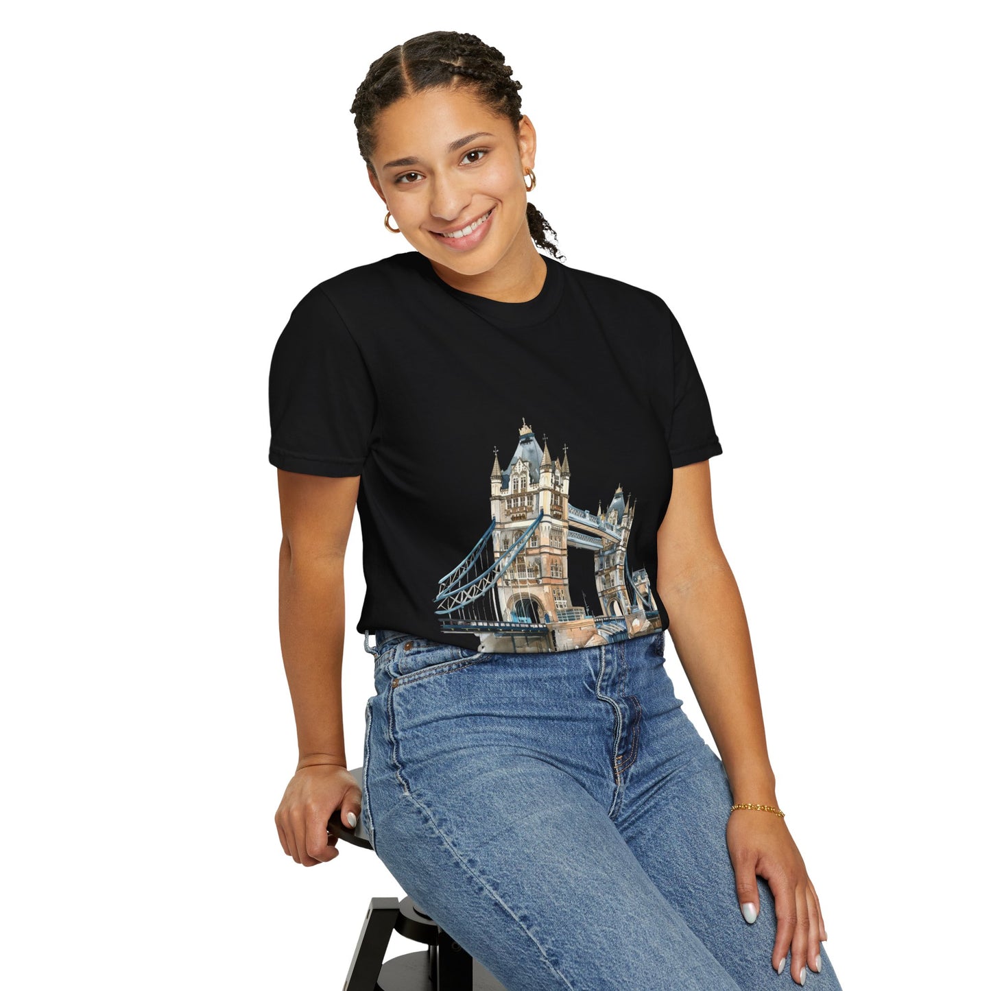 Unisex Garment-Dyed T-shirt - London Bridge - Iconic Landmark and Historical Beauty