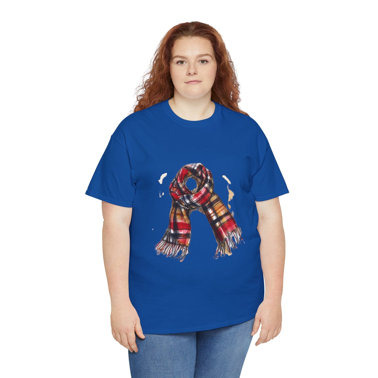 Unisex Heavy Cotton Tee - Plaid Scarf Design