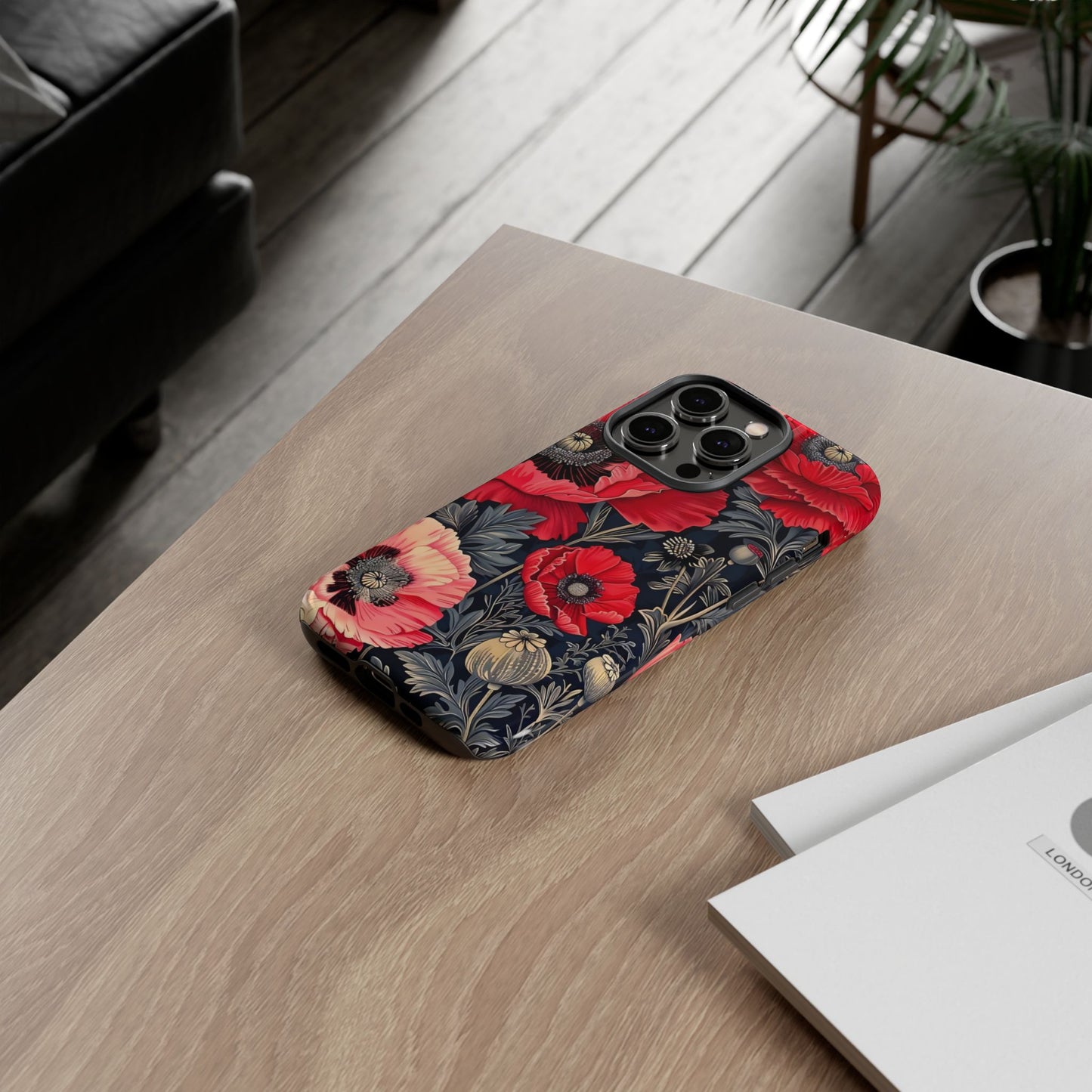 Floral Phone Case with Artistic Poppies, Tough Cases, Flower Design, Nature Lover Gift, Customizable Mobile Cover, Stylish Phone Accessories