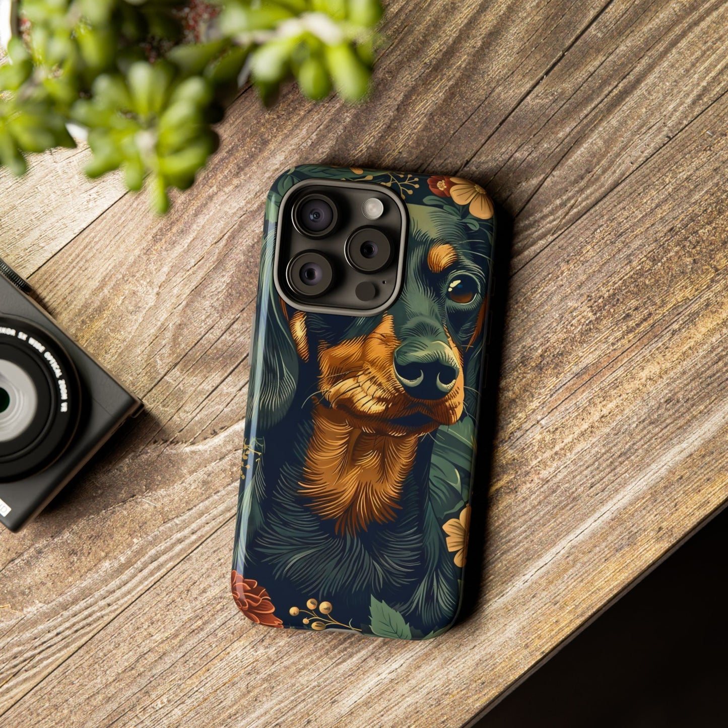 Dachshund Phone Case, Floral Pet Phone Cover, Dog Lover Gift, Tough Phone Case, Custom Dachshund Design, Unique Dog Owner Accessory