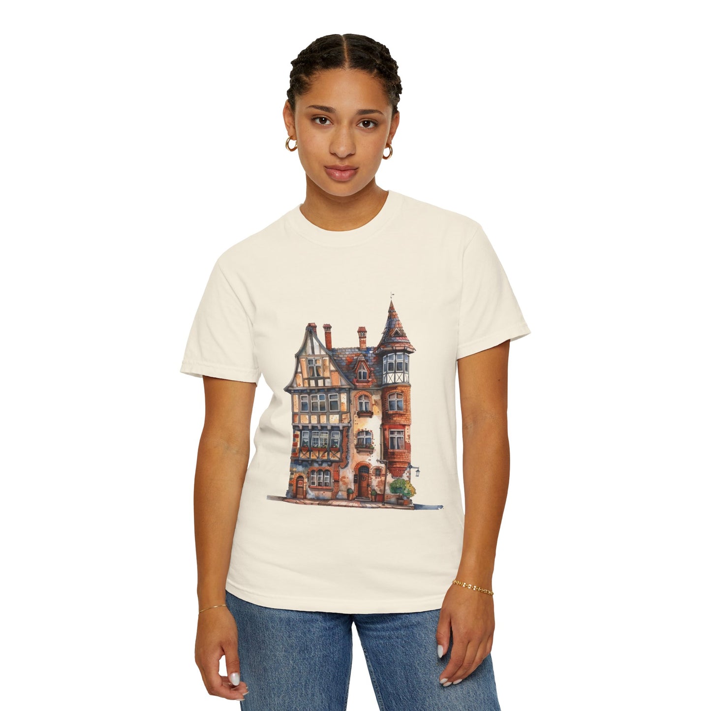 Unisex Garment-Dyed T-shirt - The Quintessential British Village House