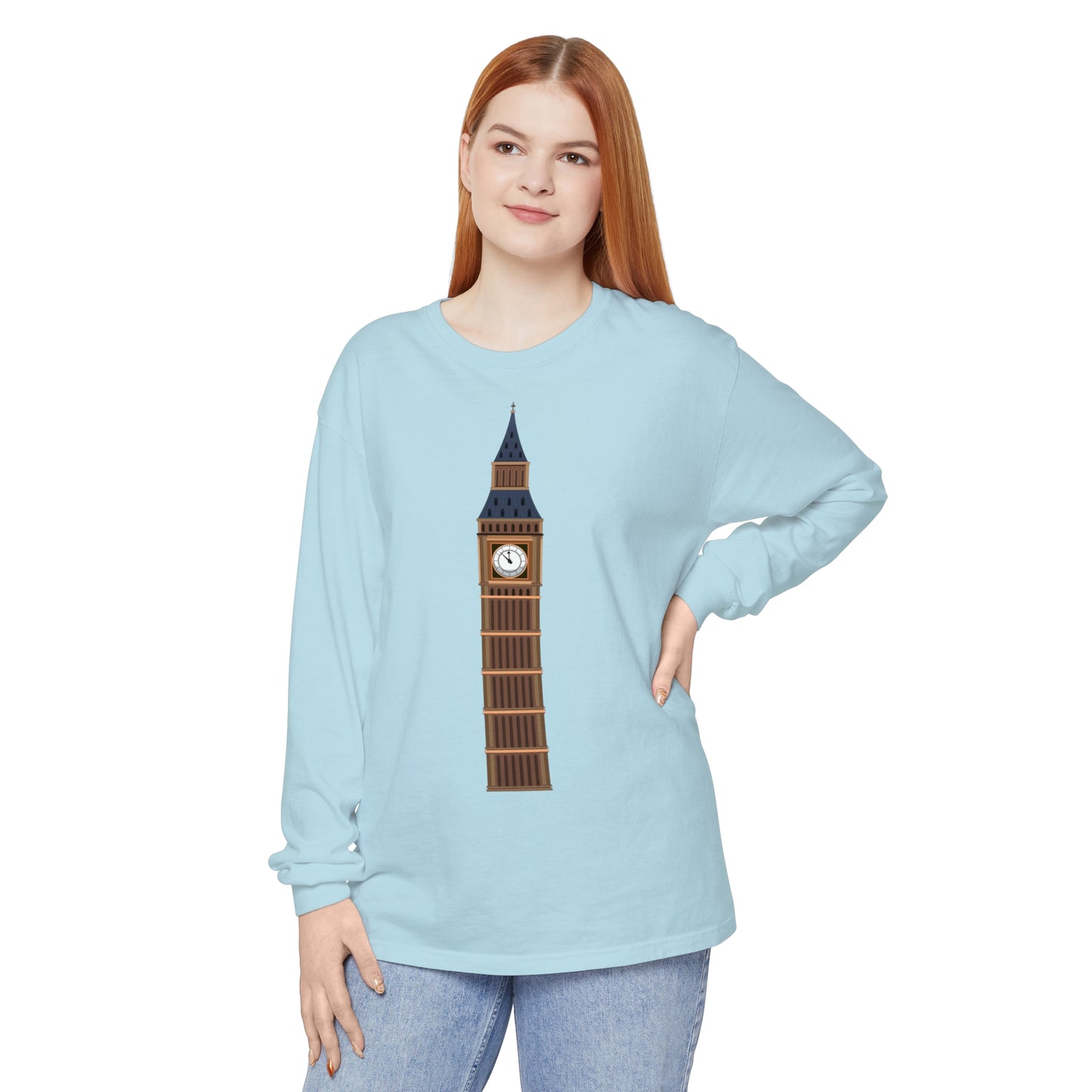 Unisex Garment-dyed Long Sleeve T-Shirt - Big Ben - The Heartbeat of London
