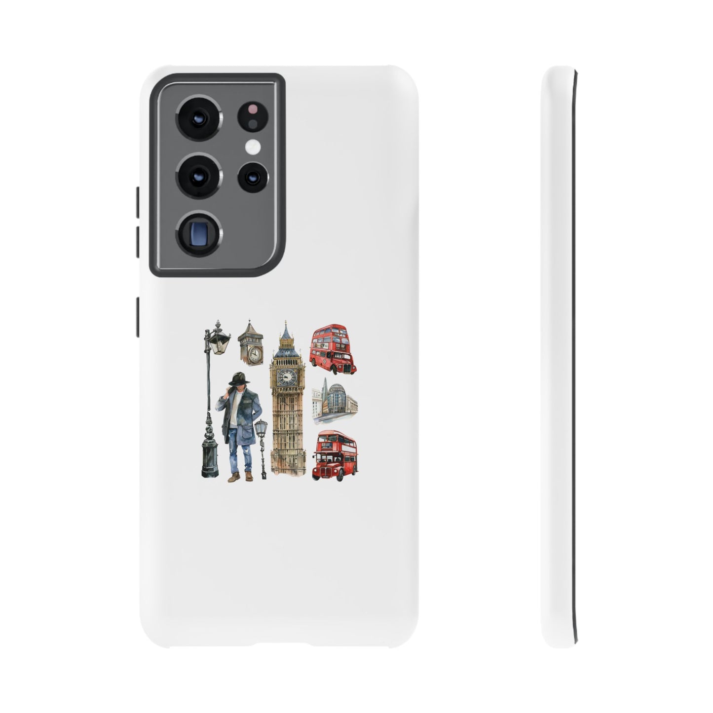 London-Themed Tough Phone Case with Iconic Red Buses
