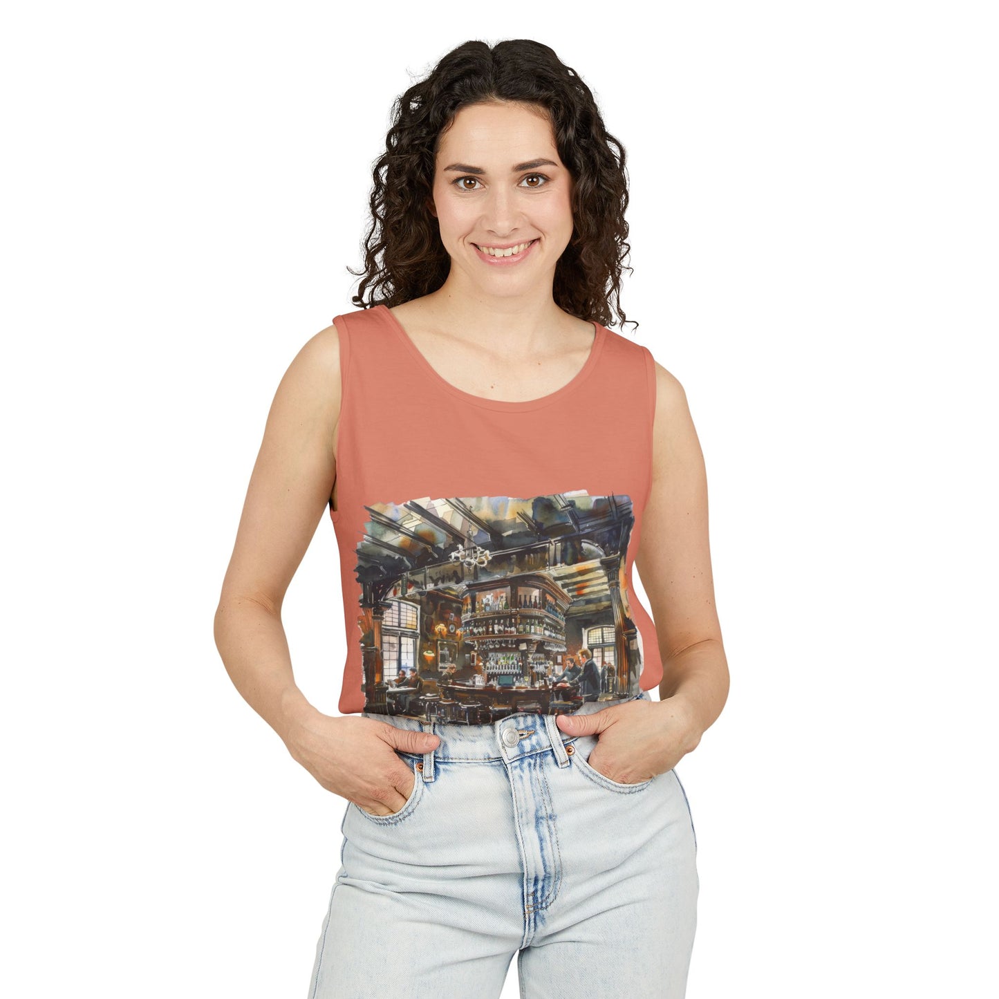 Unisex Garment-Dyed Tank Top - Cozy British Pub - London