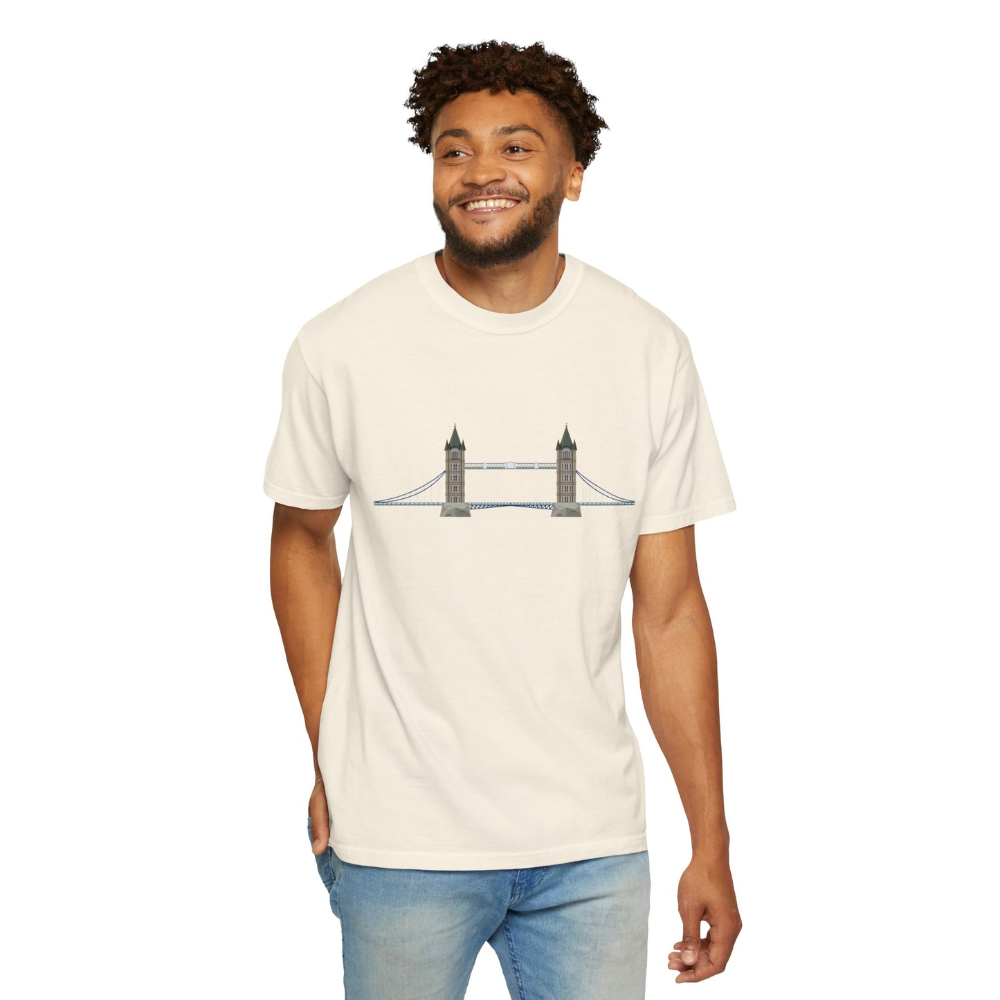 Unisex Garment-Dyed T-shirt - London’s Famous Bridge Over the Thames
