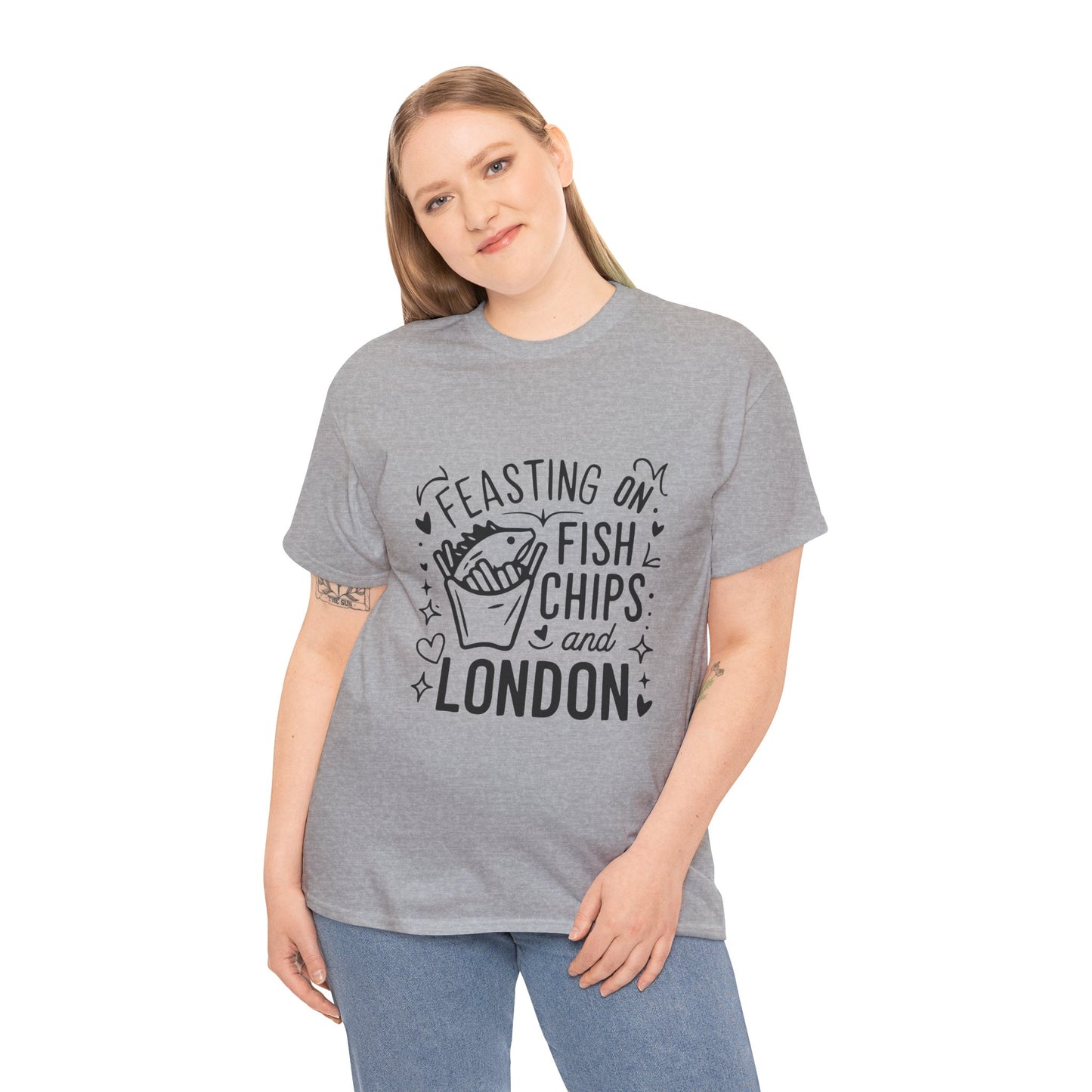 Unisex Heavy Cotton Tee - Fish Chips and London