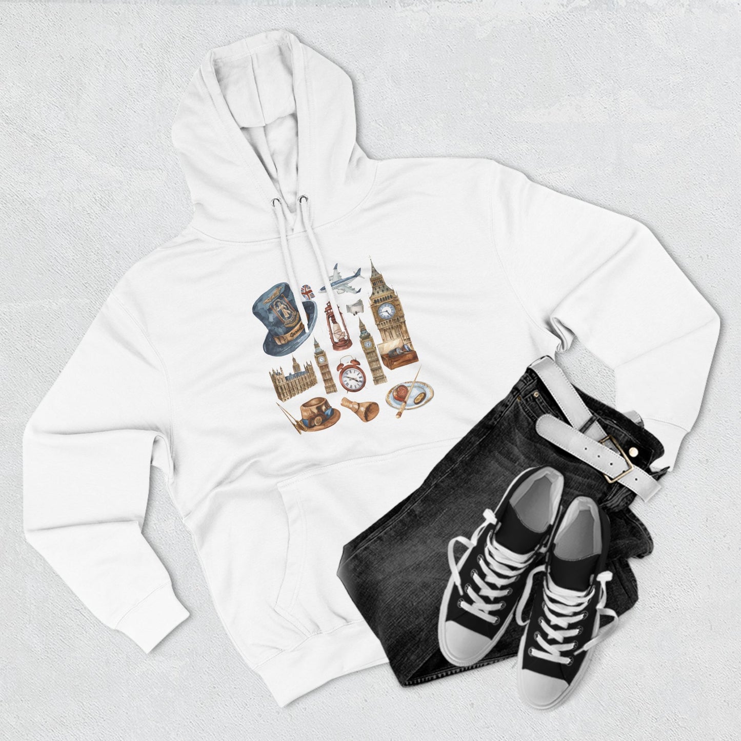 Vintage England Icons Classy Three-Panel Fleece Hoodie
