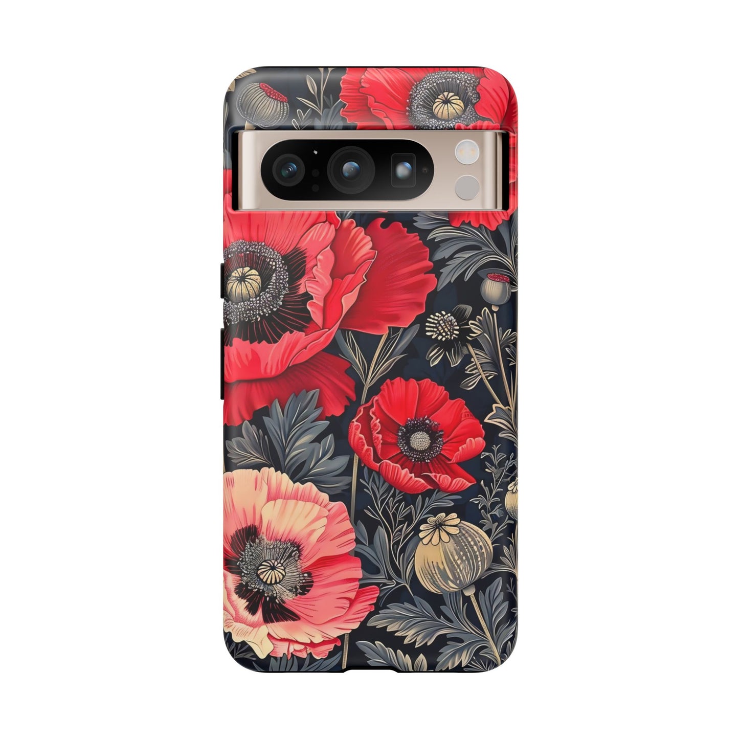 Floral Phone Case with Artistic Poppies, Tough Cases, Flower Design, Nature Lover Gift, Customizable Mobile Cover, Stylish Phone Accessories