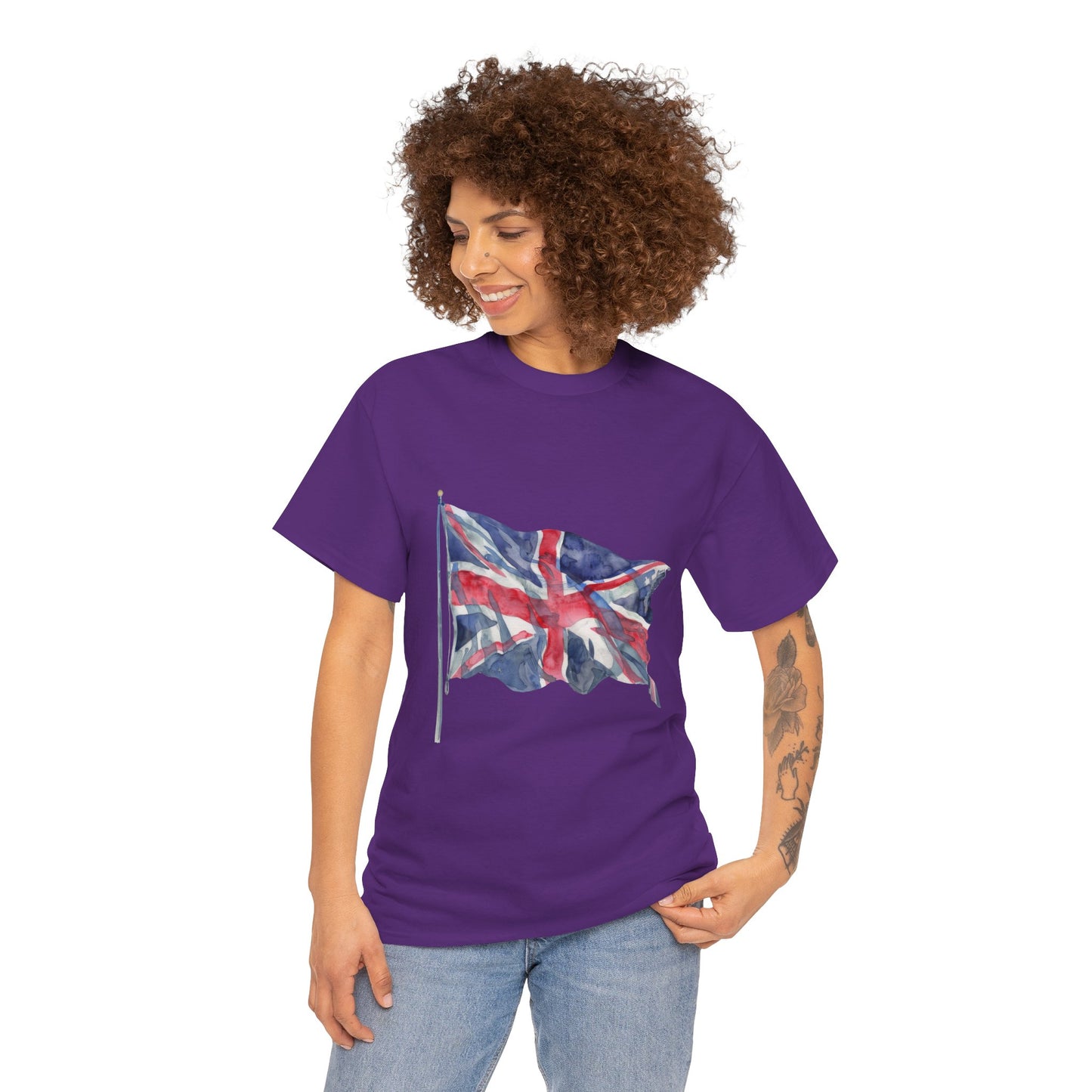 Unisex Heavy Cotton Tee - Love England - Union Jack Heart Design