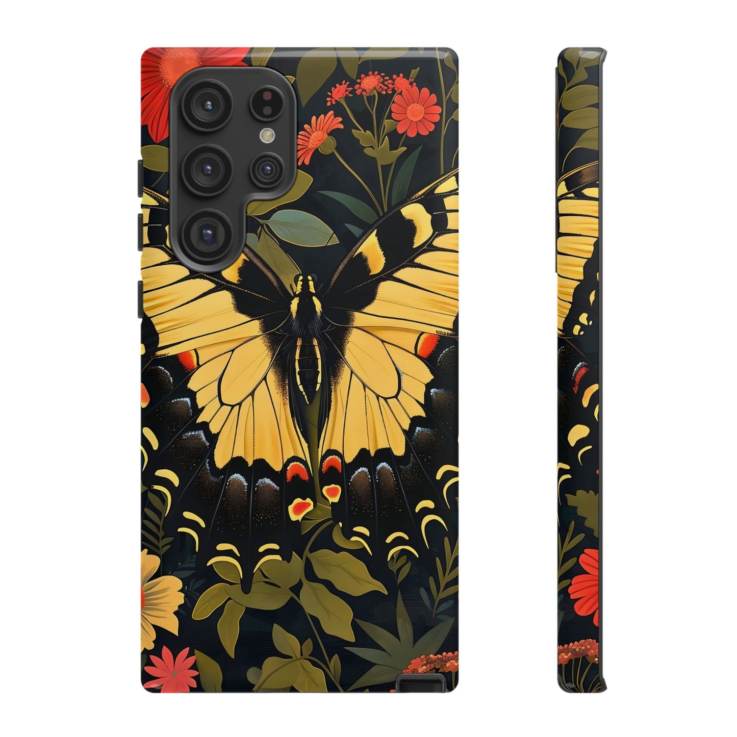 Butterfly Floral Phone Case, Tough Cases with Vibrant Design, Protective Cover for Nature Lovers, Gift for Her