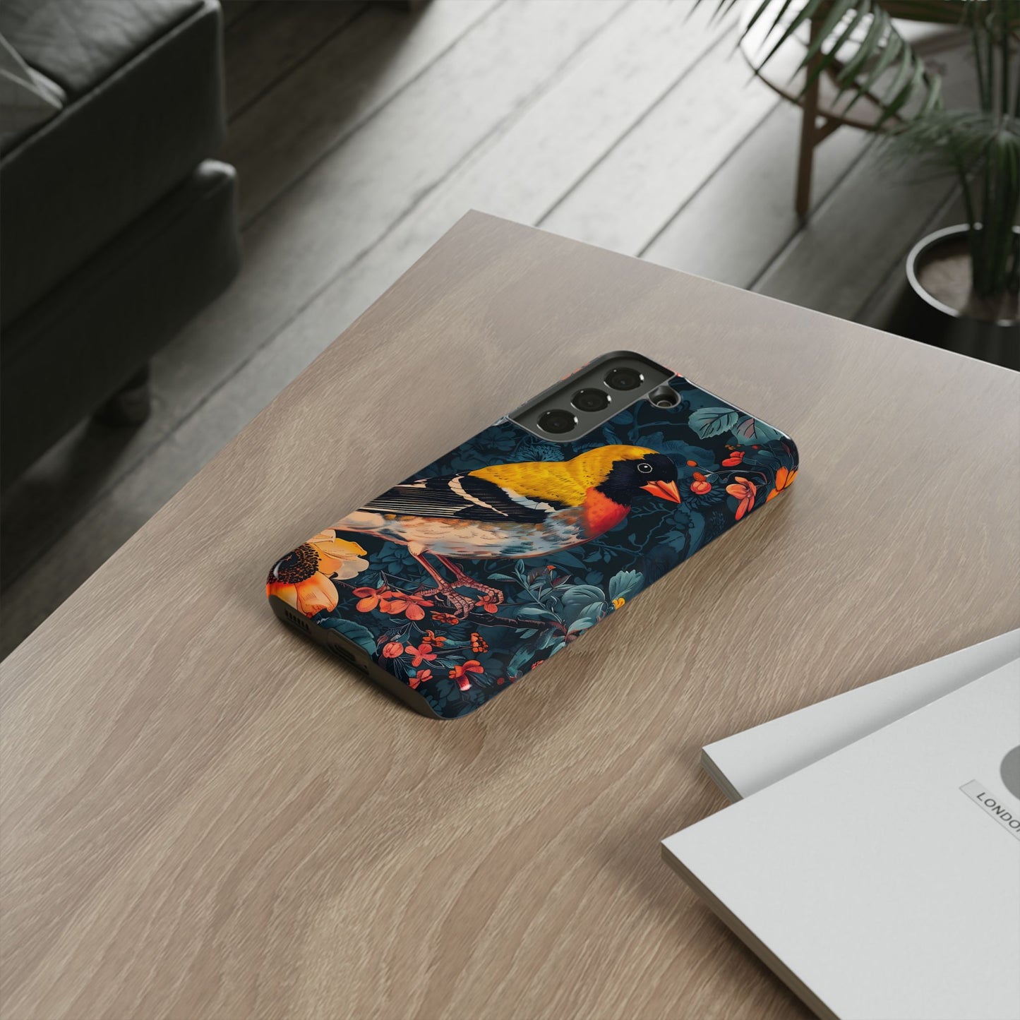 Colorful Bird Phone Case, Floral Phone Cover, Tough Phone Protector, Nature Lover Gift, Botanical Case, Unique Mobile Accessory
