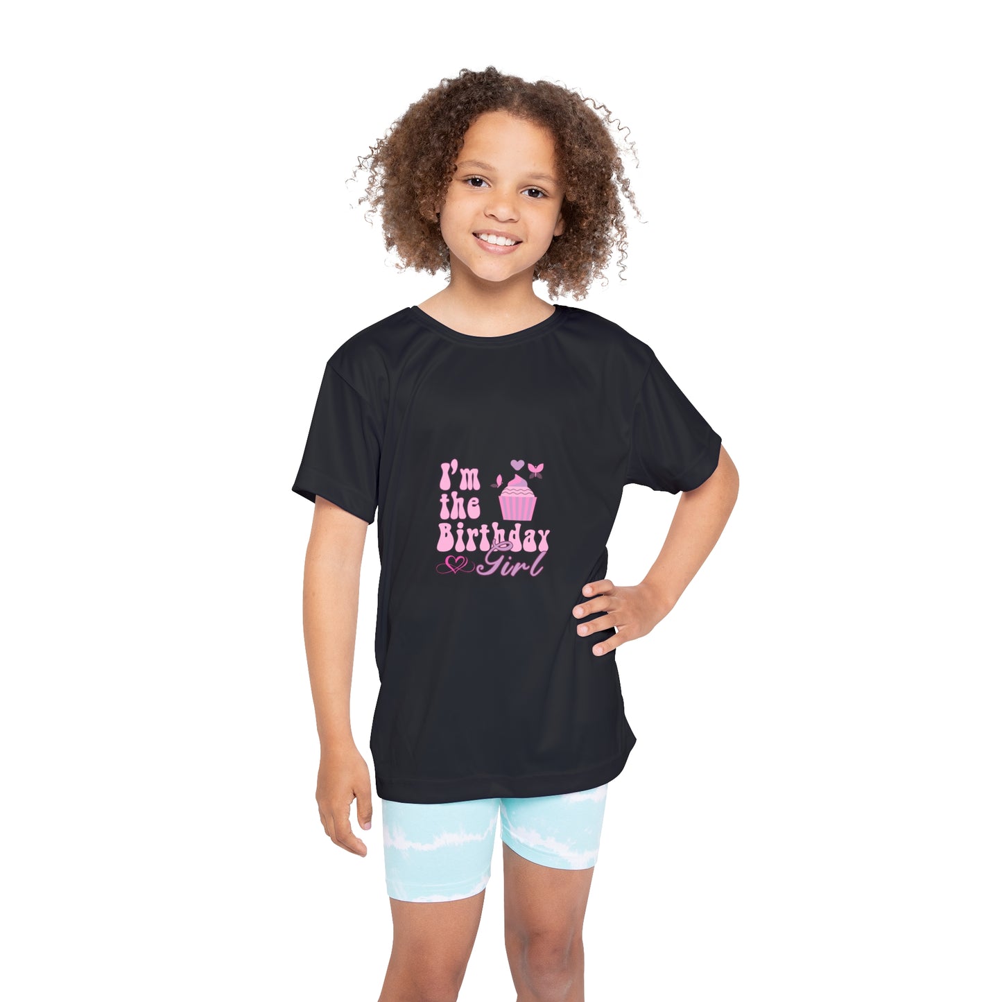 Kids Sports Jersey - Cute Birthday Girl Design with Cheetah Print - Fun Cupcake Design for Celebrations