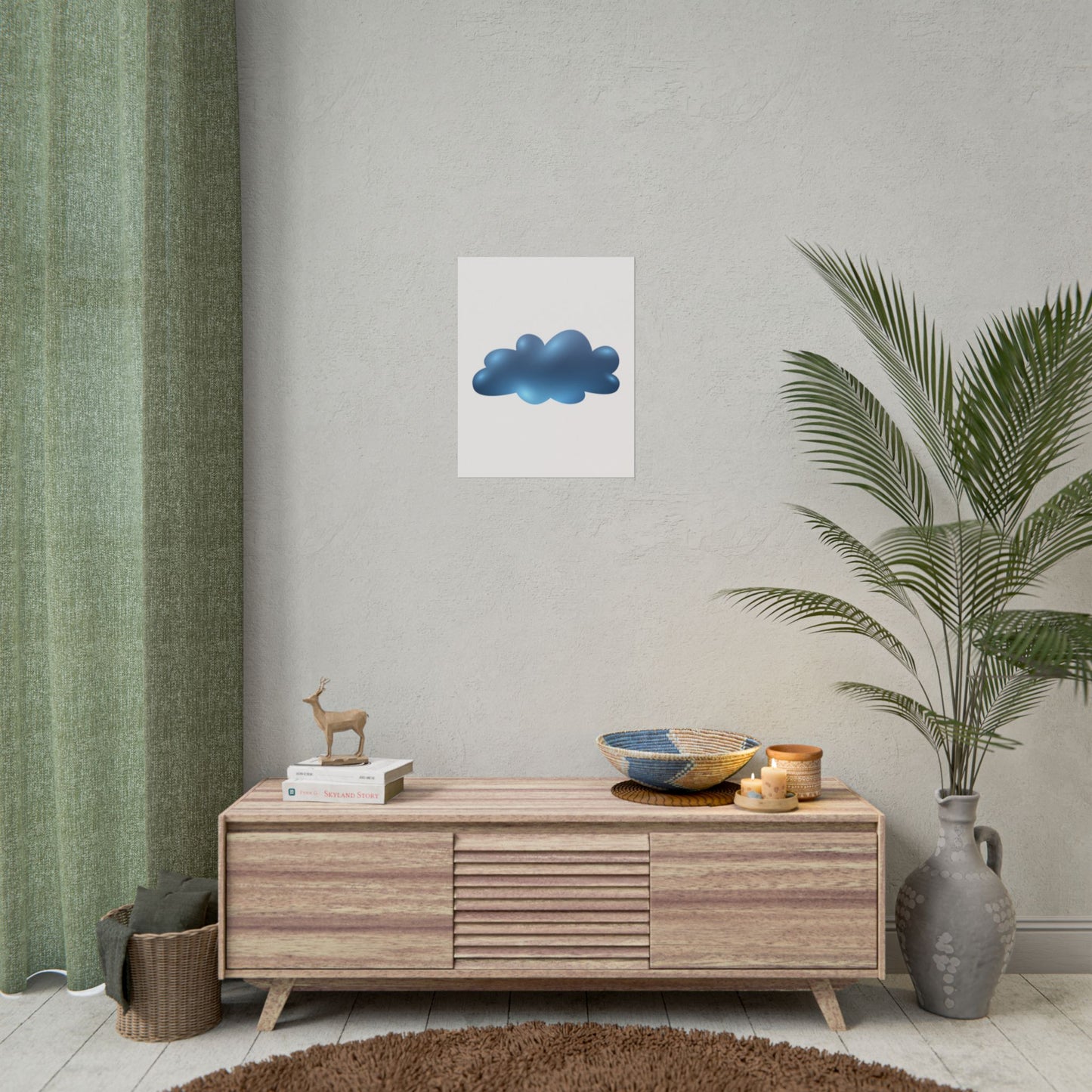 Blue Cloud Art Print, Minimalist Wall Decor, Kids Room Wall Art, Nursery Poster, Aesthetic Home Decor, Modern Art Print