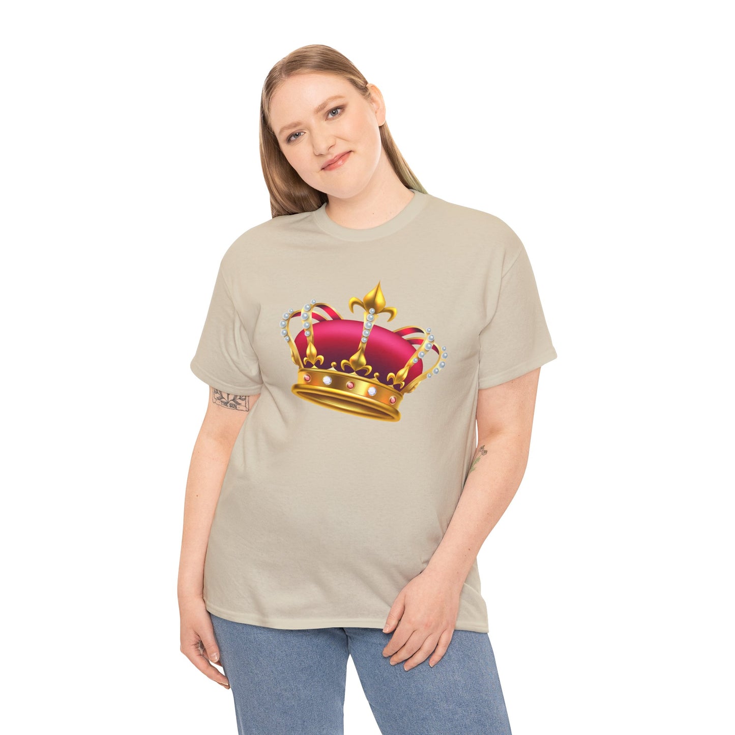 Unisex Heavy Cotton Tee - British Royal Crown Design - Iconic Symbol of Monarchy
