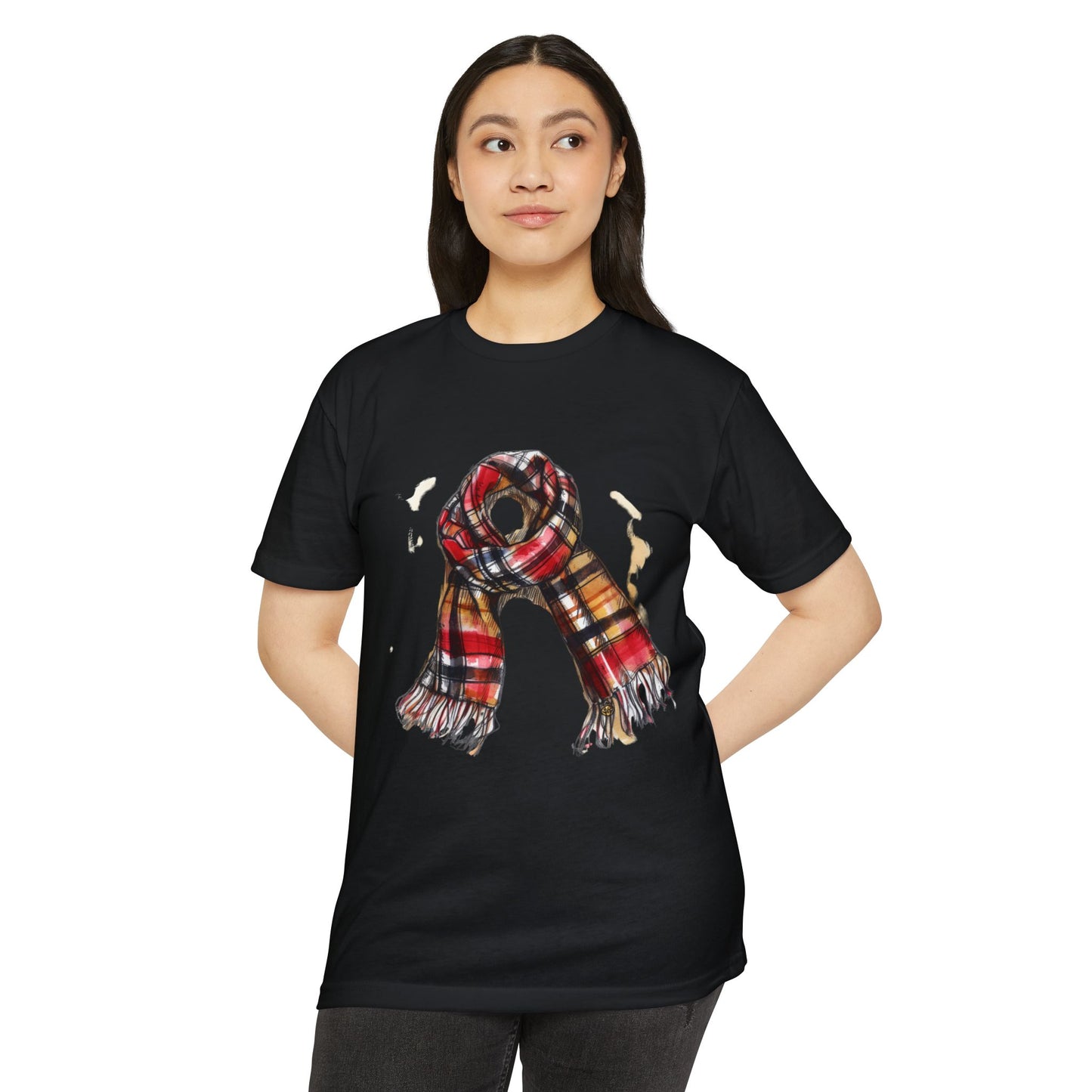 Unisex CVC Jersey T-shirt - Classic British Plaid Scarf Design