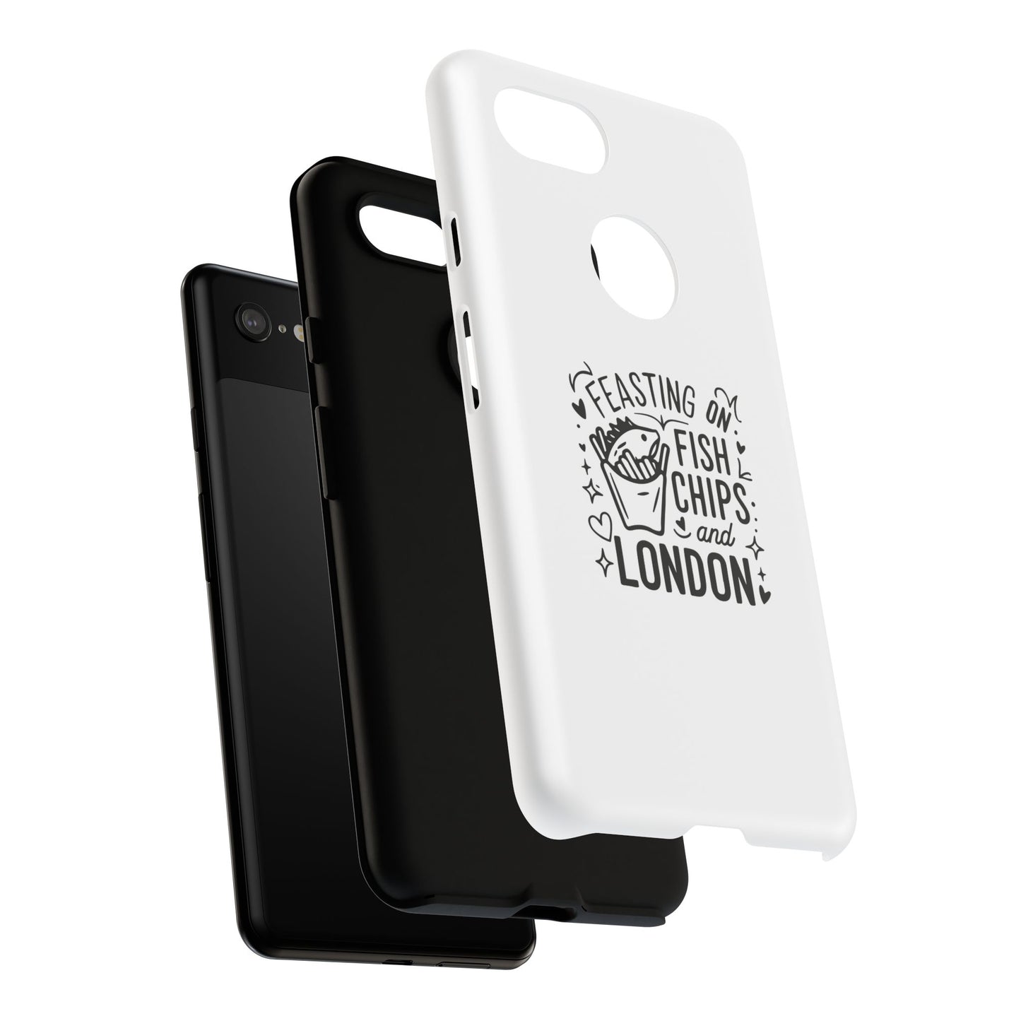 London Fish & Chips Phone Case, Tough Cases with Fun Design for Food Lovers, Unique Gift for Travelers, Cell Phone Accessories