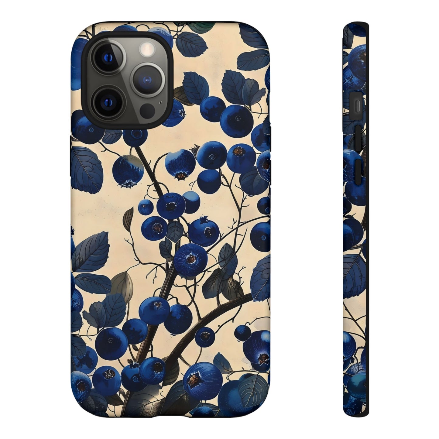 Blue Berry Tough Phone Case, Floral Phone Cover, Stylish Protective Case, Unique Gift for Her, Phone Accessories