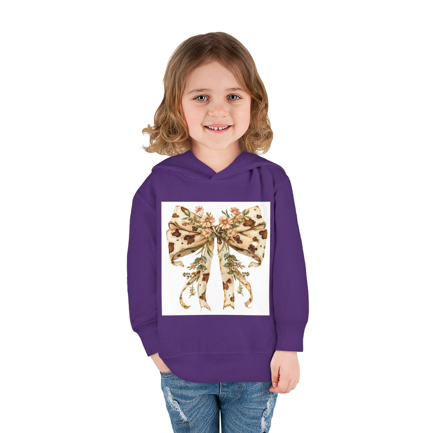 Flower Bow Toddler Pullover Fleece Hoodie - Cute & Cozy Gift for Kids