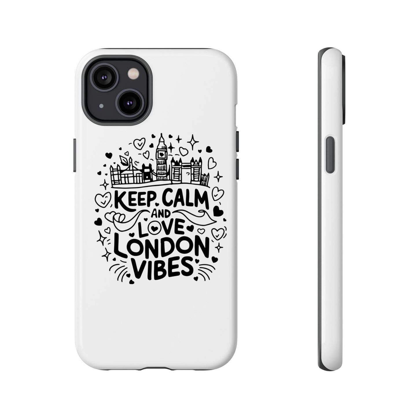 London Vibes Phone Case – Keep Calm Design, iPhone Accessories, Gift for Travelers, London Souvenir, Unique Cell Phone Cover