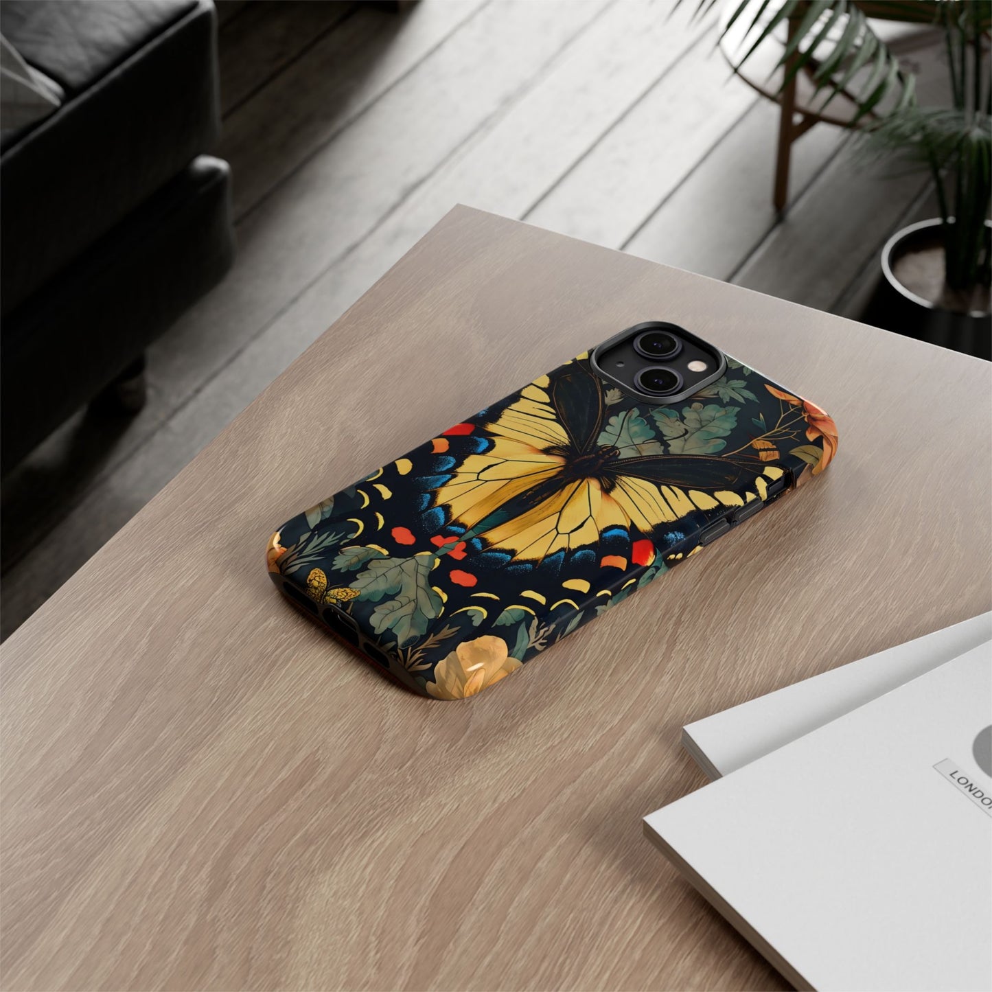 Butterfly Floral Phone Case, Art-inspire Tough Case, Gift for Nature Lovers, Butterfly Pattern Cover, Eco-Friendly Mobile Accessory