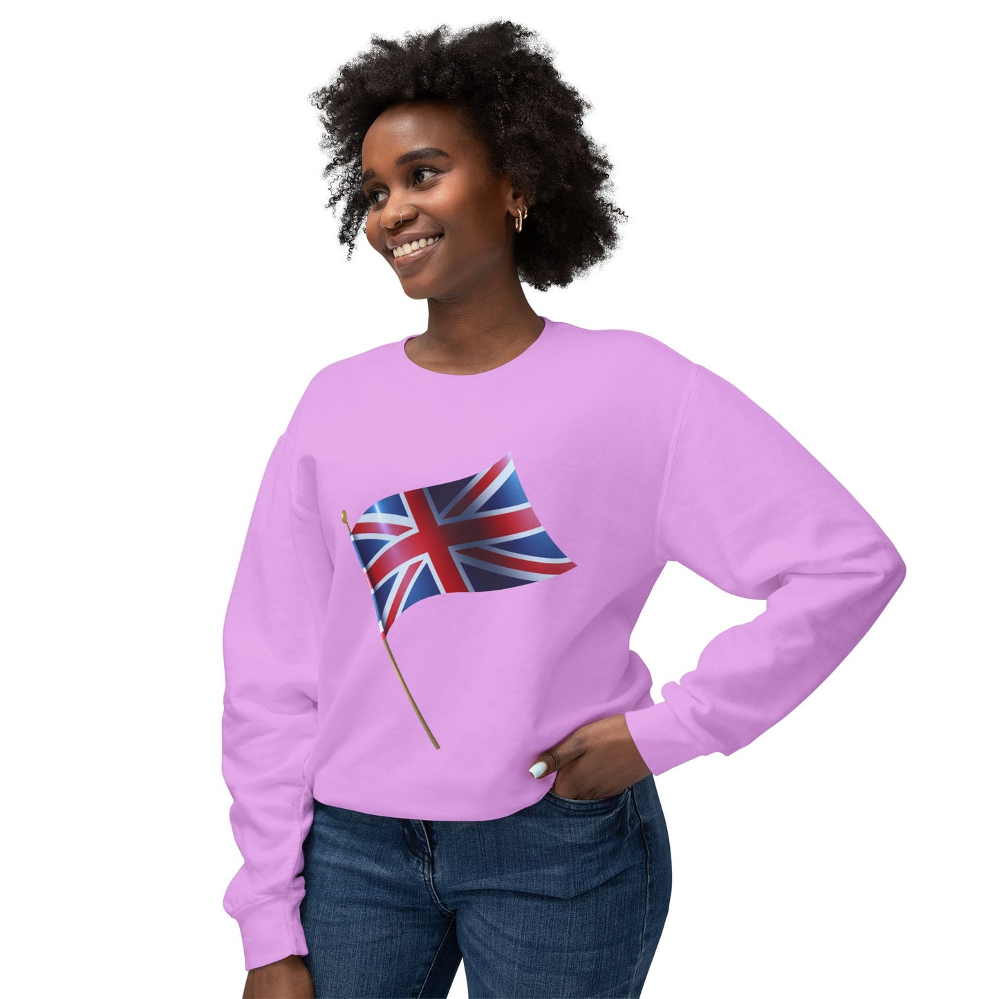 Unisex Lightweight Crewneck Sweatshirt - Classic UK Flag Design - Union Jack Symbol