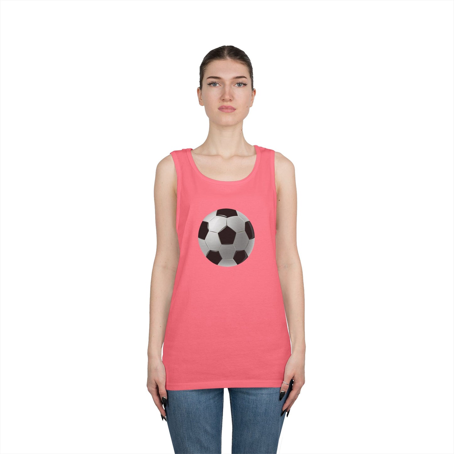 Unisex Heavy Cotton Tank Top - Dynamic Football Design - Sports Passion and Energy