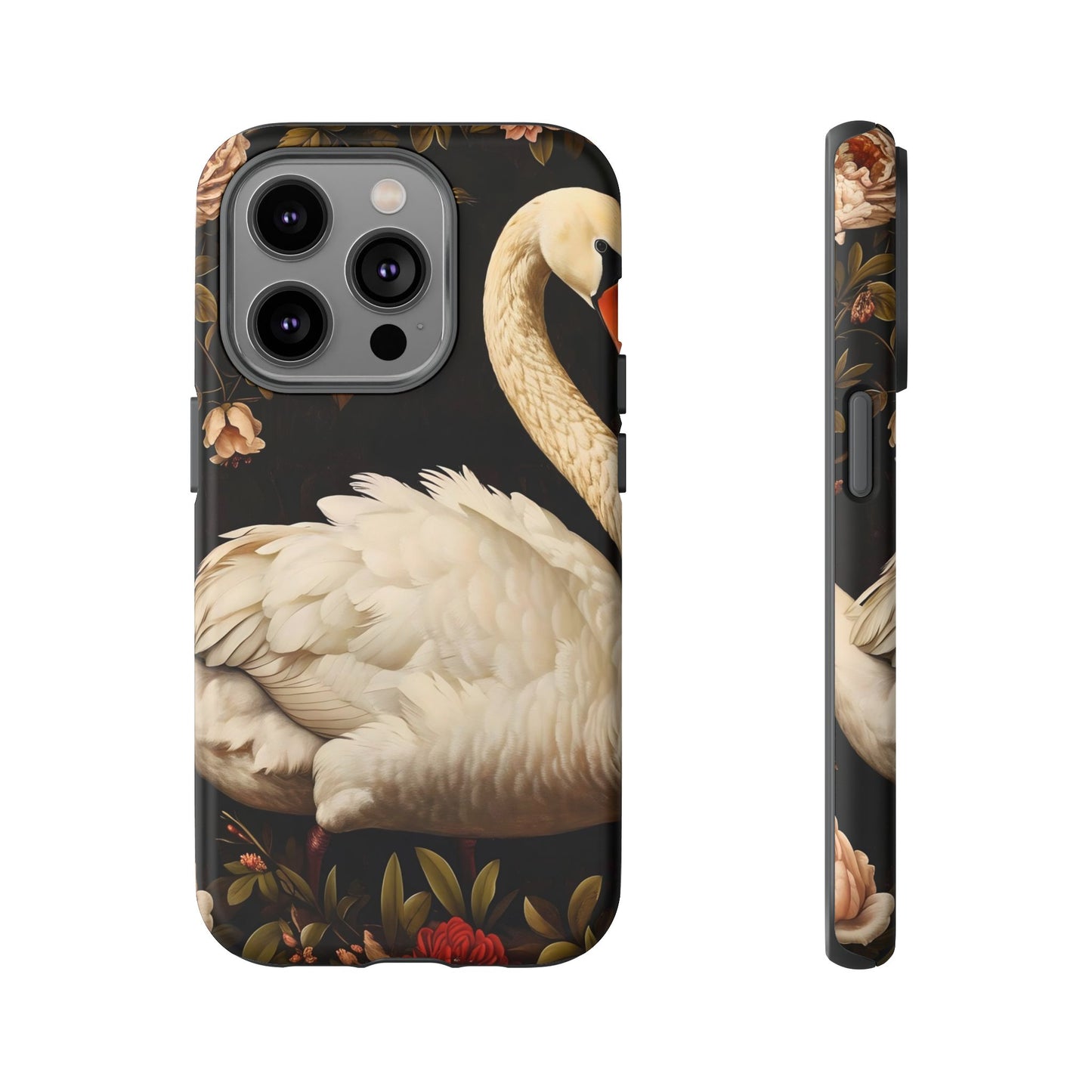 Elegant Swan Phone Case, Floral iPhone Cover, Tough Phone Case, Gift for Her, Nature Lover, Mother's Day, Birthday