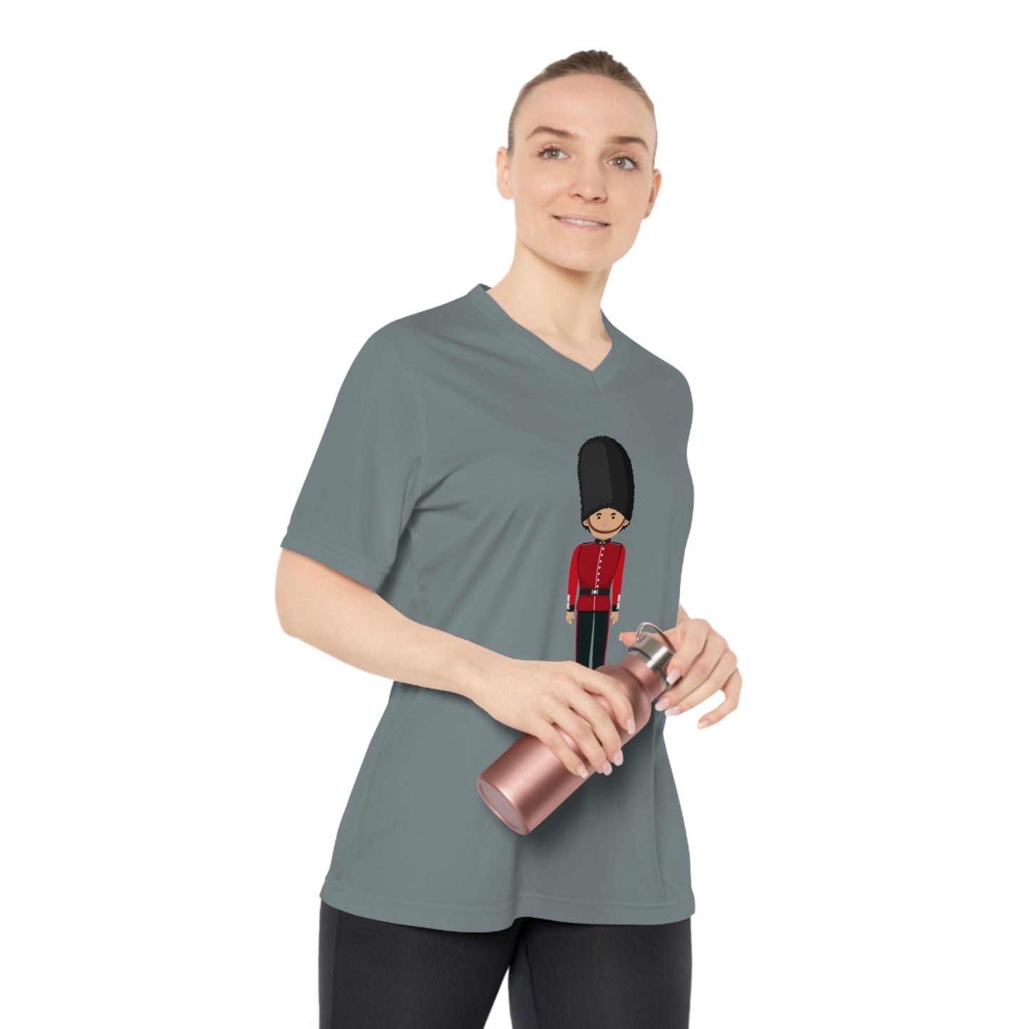 Women's Performance V-Neck T-Shirt - Cartoon Guard Design - British Royal Guard