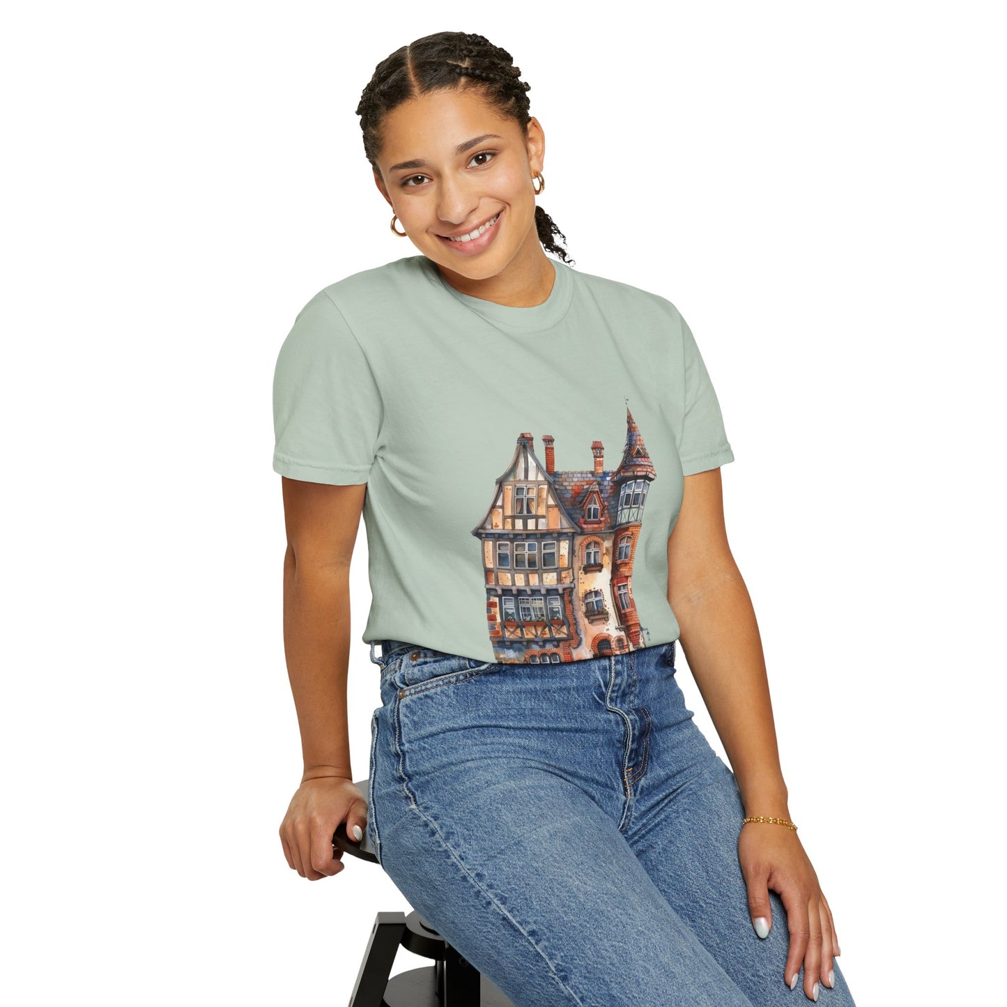 Unisex Garment-Dyed T-shirt - The Quintessential British Village House